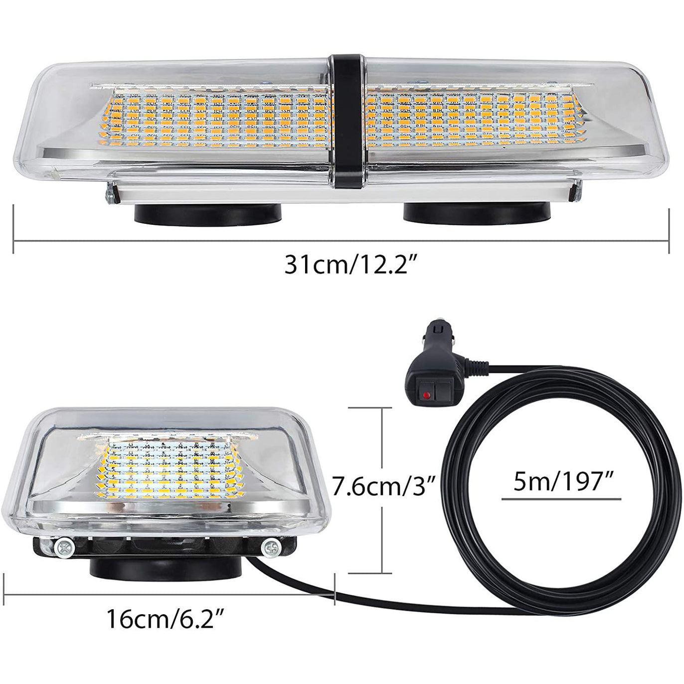 PROZOR 12V/24V 72 LED Waterproof Strobe Warning Light UK