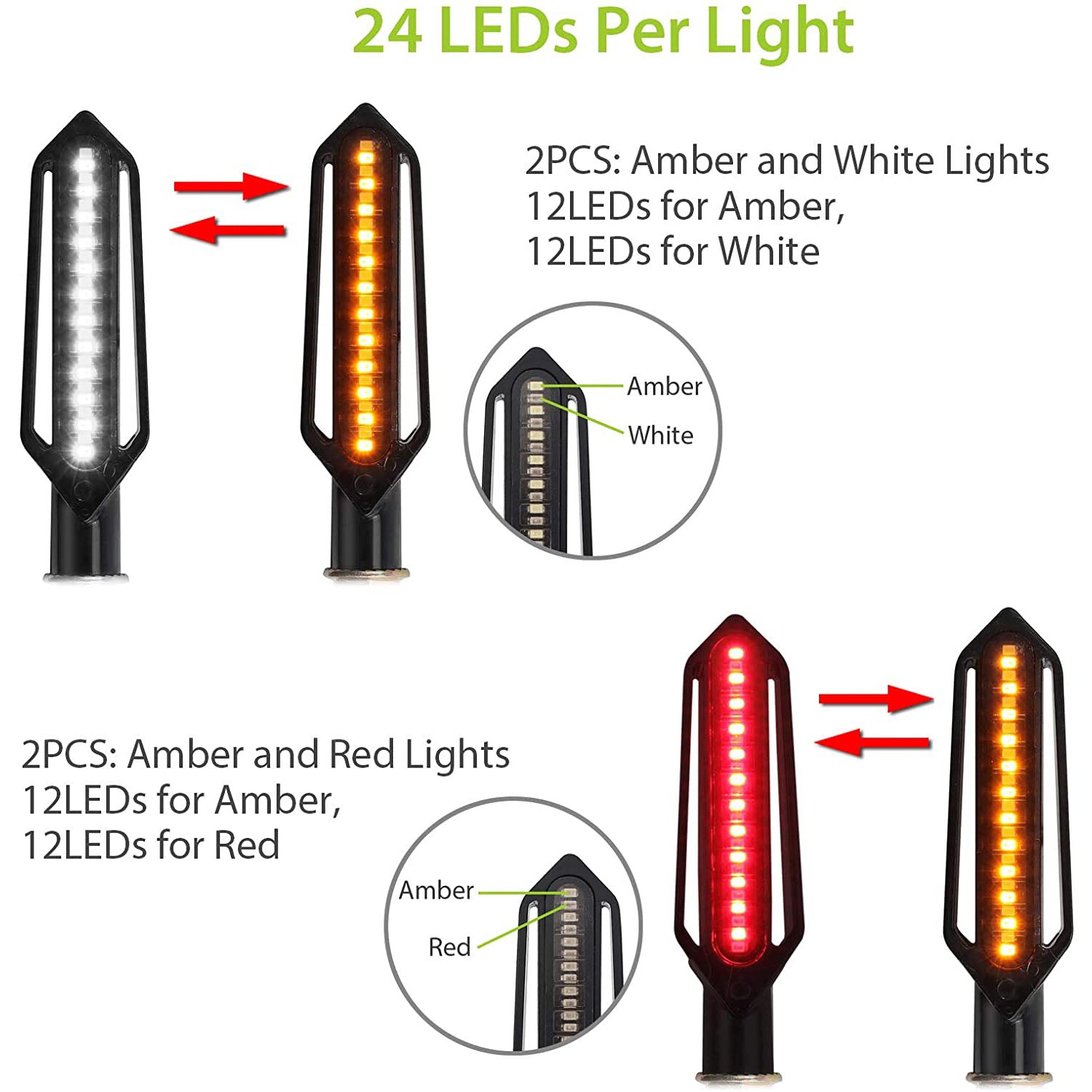 PROZOR 4PCS Motorcycle Turn Signal Lights