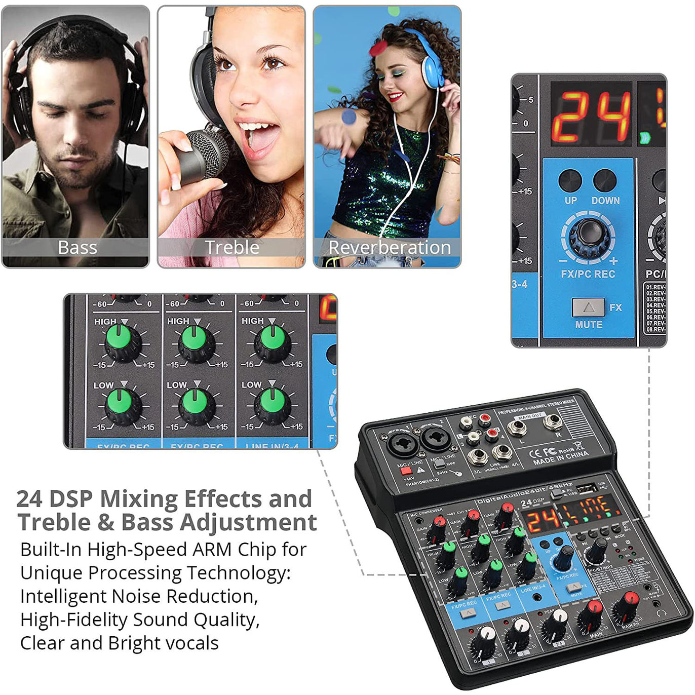 PROZOR 4-Channel Audio Mixer