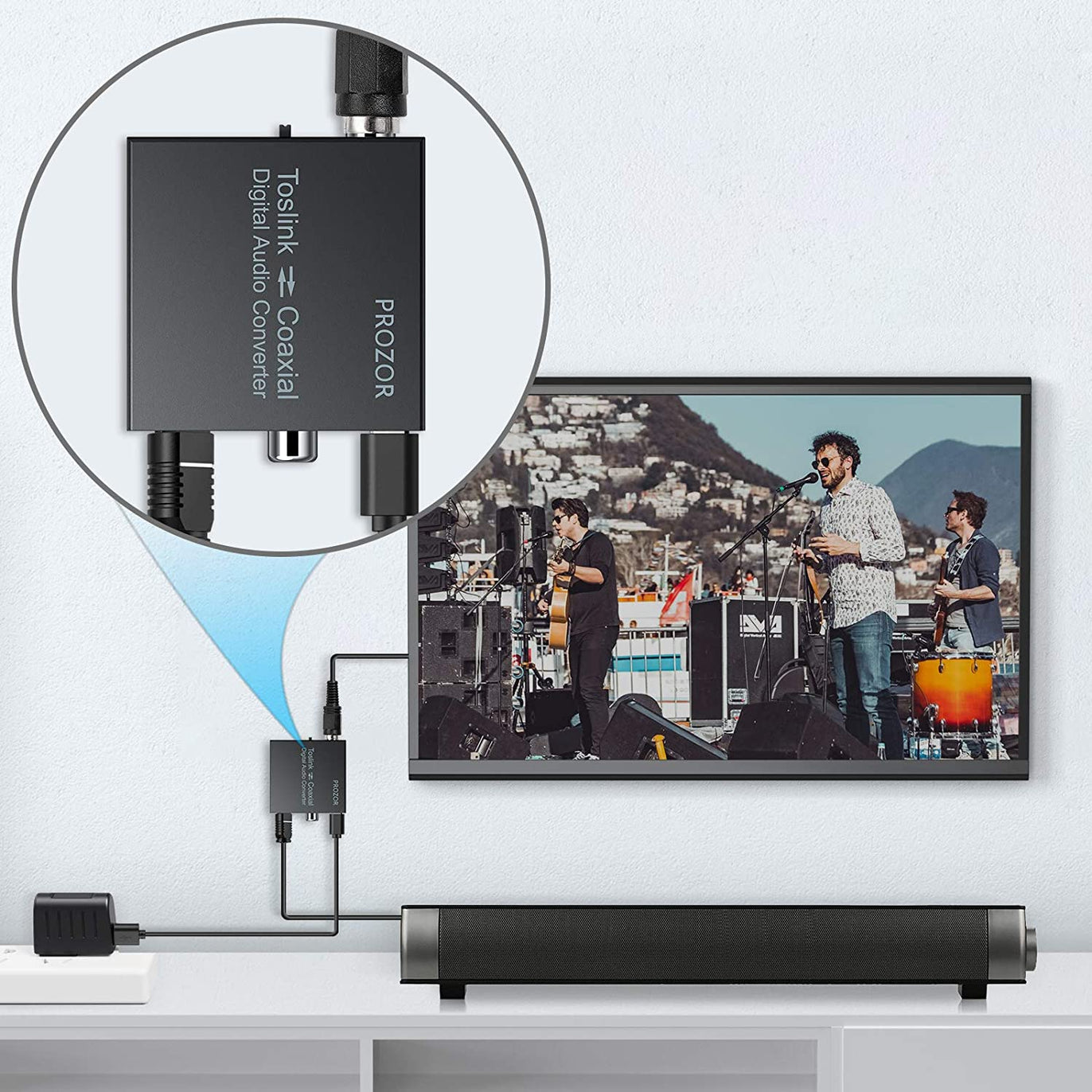 PROZOR Digital Coaxial to Optical SPDIF Toslink Converter