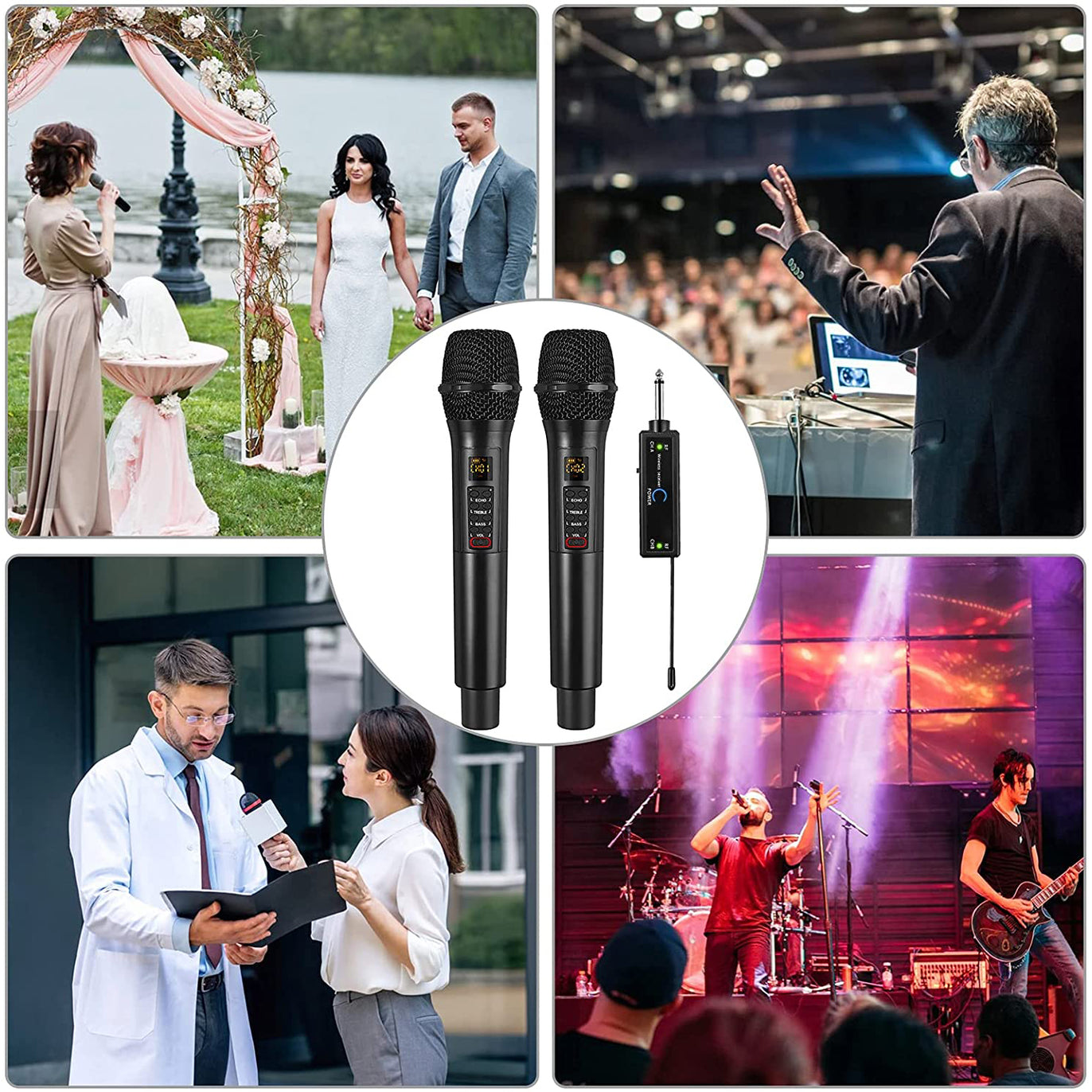 PROZOR Wireless Microphone,UHF Wireless Handheld Dynamic Mic System