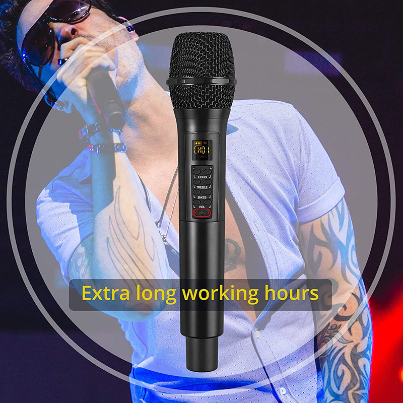 PROZOR Wireless Microphone with Volume Treble Bass Echo Control