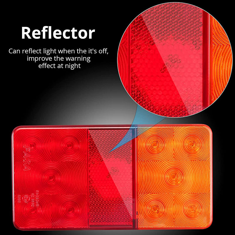 PROZOR 2PCS Tail Lights E-mark E11 Certification Rear Stop Lights 12V 10LEDs