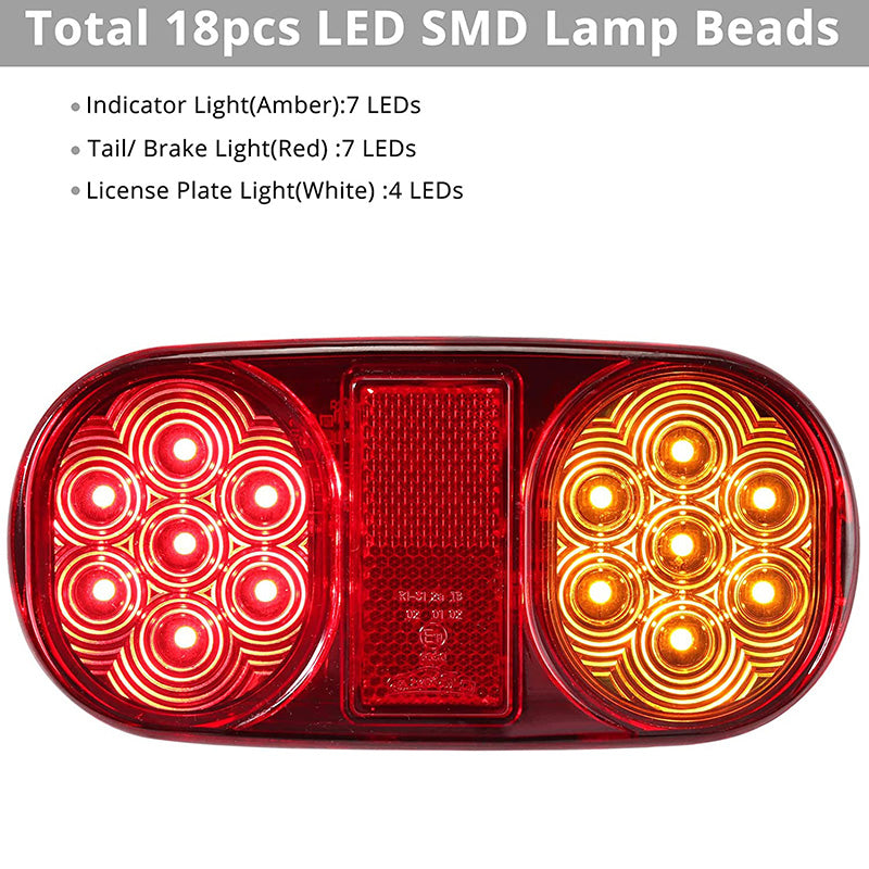 PROZOR 2PCS Tail Lights 18LEDs E-mark E11 Certification Rear Stop Lights 12V