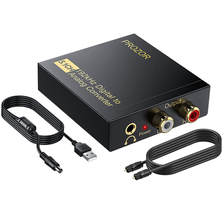PROZOR 192Khz Digital to Analog Audio Converter Support 5.1CH Optical to RCA