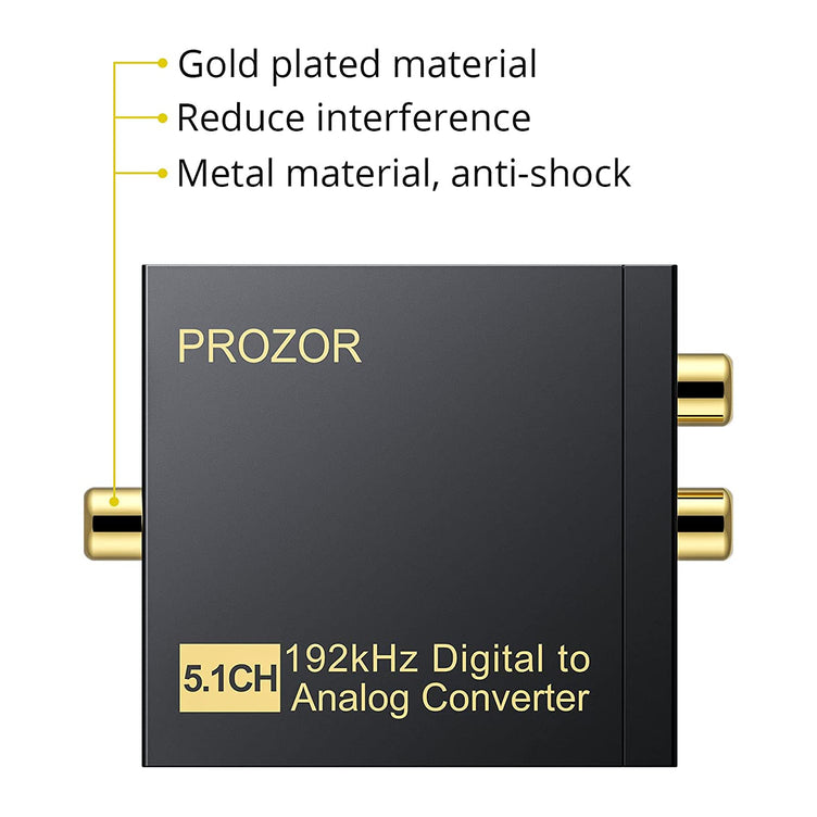 PROZOR – convertisseur DAC, récepteur intégré, Compatible Bluetooth,  192kHz, avec télécommande IR, Coaxial numérique Toslink vers L/R RCA