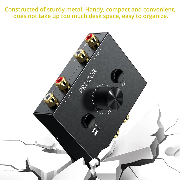 PROZOR 2 in 1 Out R/L Stereo Audio Switch 1 in 2 Out Stereo Audio Splitter