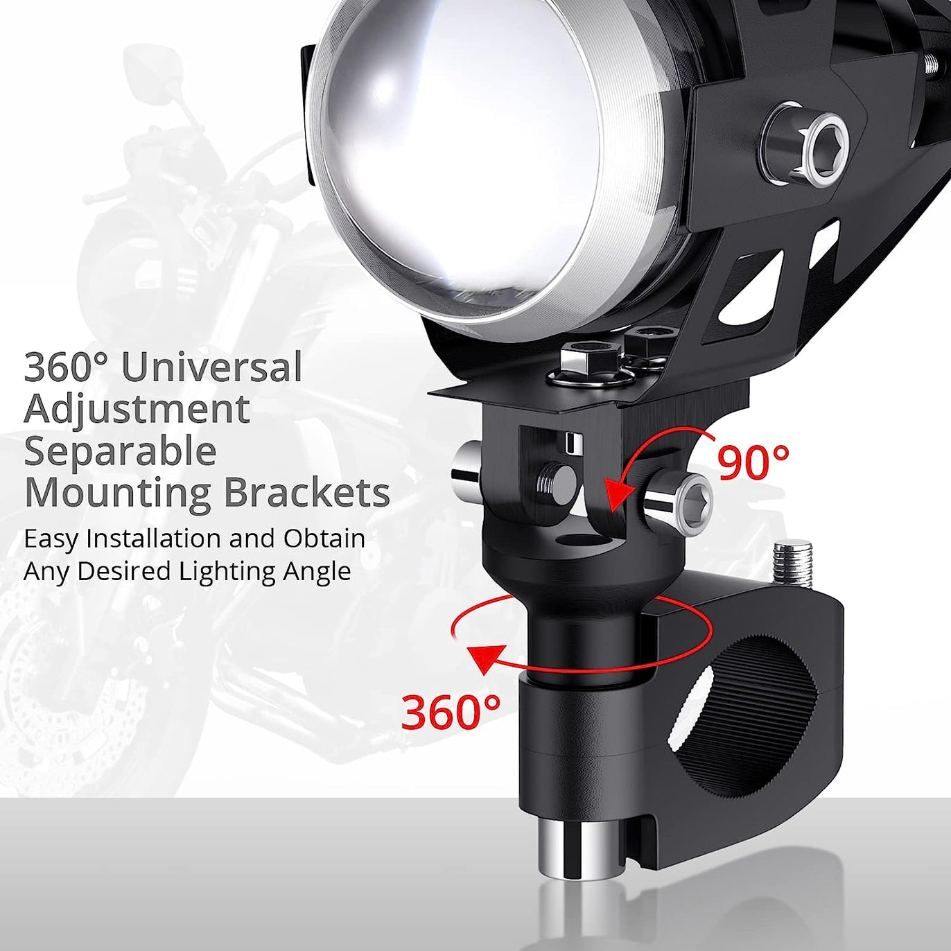PROZOR 2PCS Motorcycle Headlights 15W U5 3000 Lumen Fog Spot Lights Waterproof