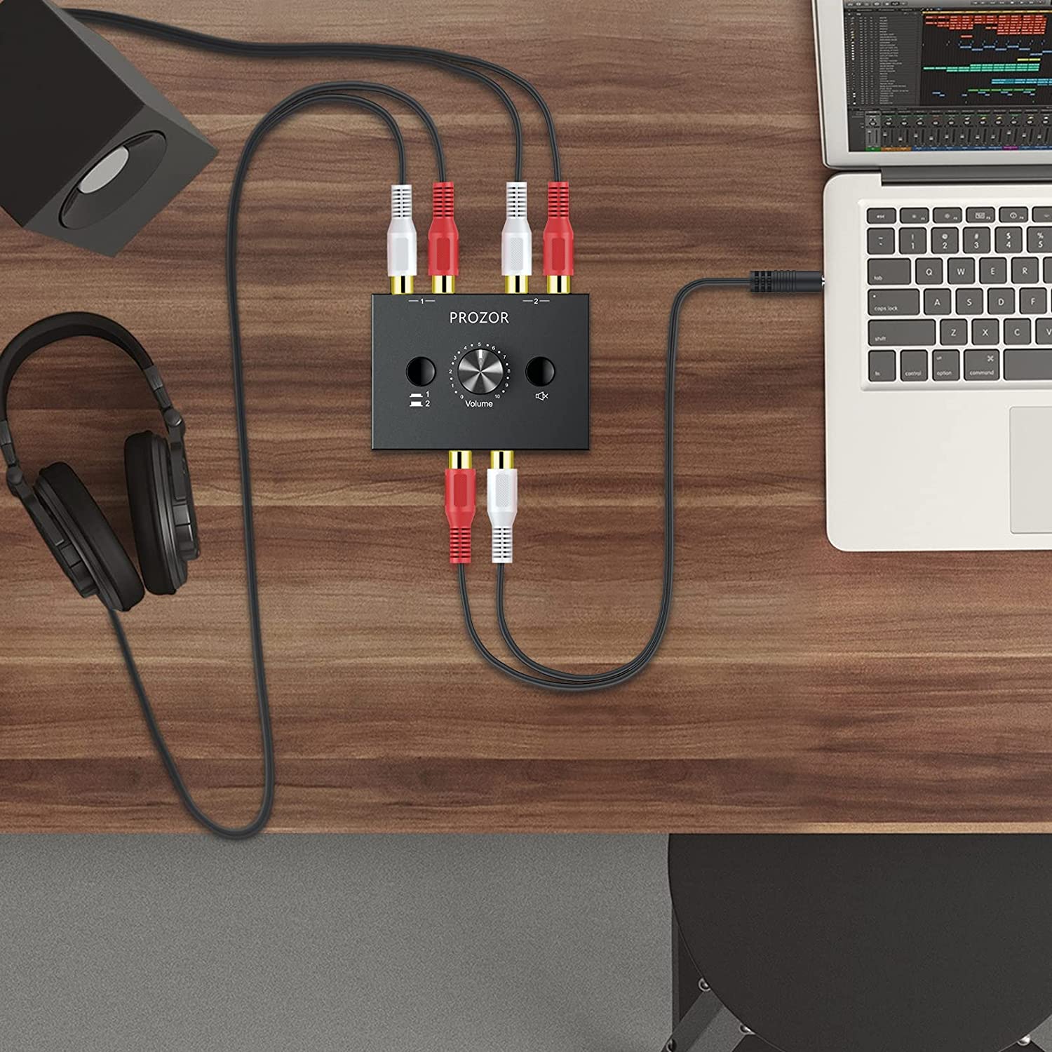 PROZOR 2 in 1 Out R/L Stereo Audio Switch 1 in 2 Out Stereo Audio Splitter