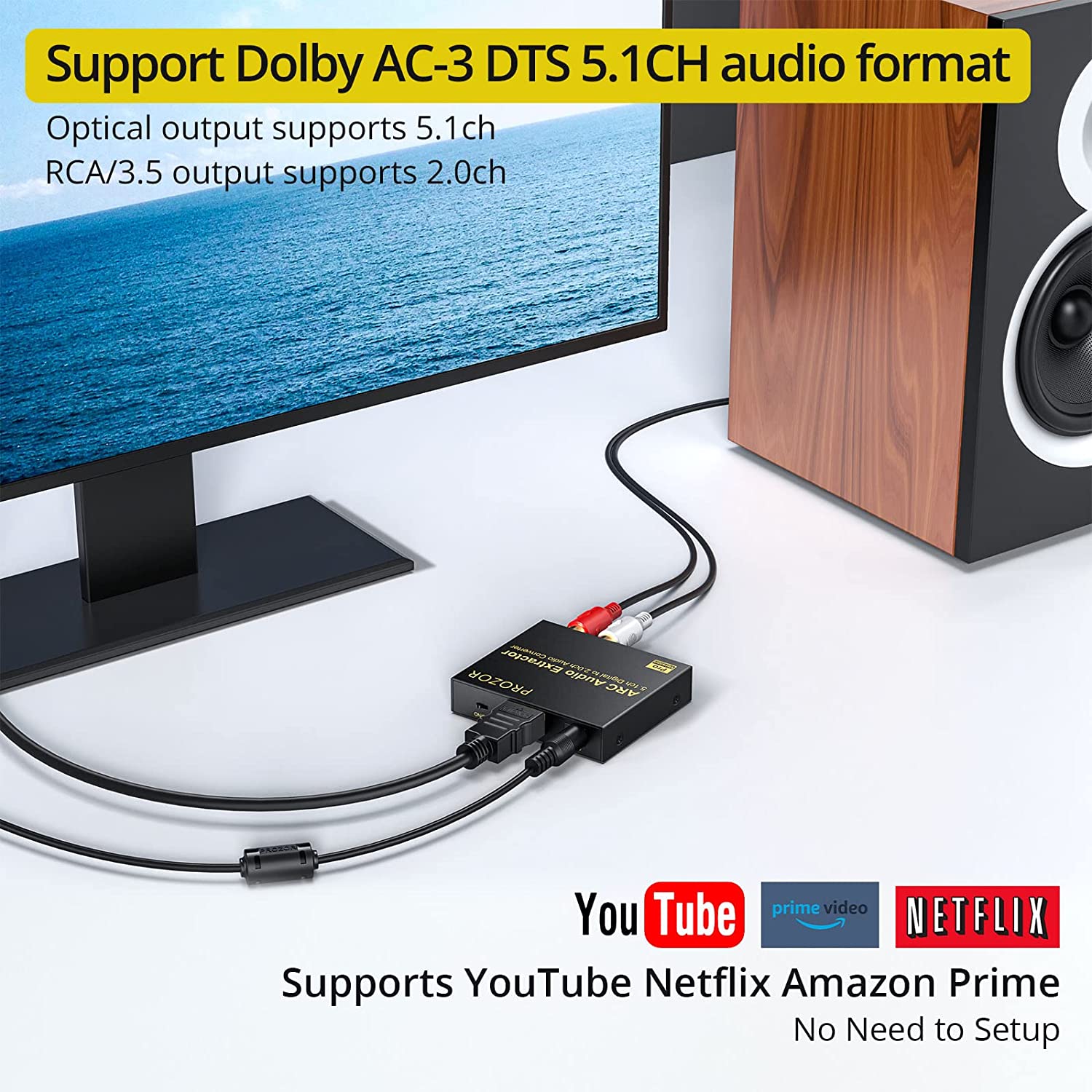 PROZOR 192KHz DAC Converter ARC Audio Extractor