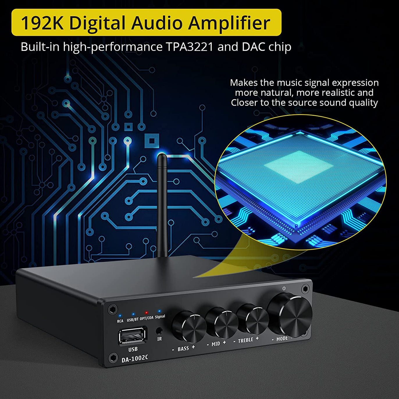 PROZOR 192kHz HiFi Bluetooth Digital Stereo Power Audio Amplifier