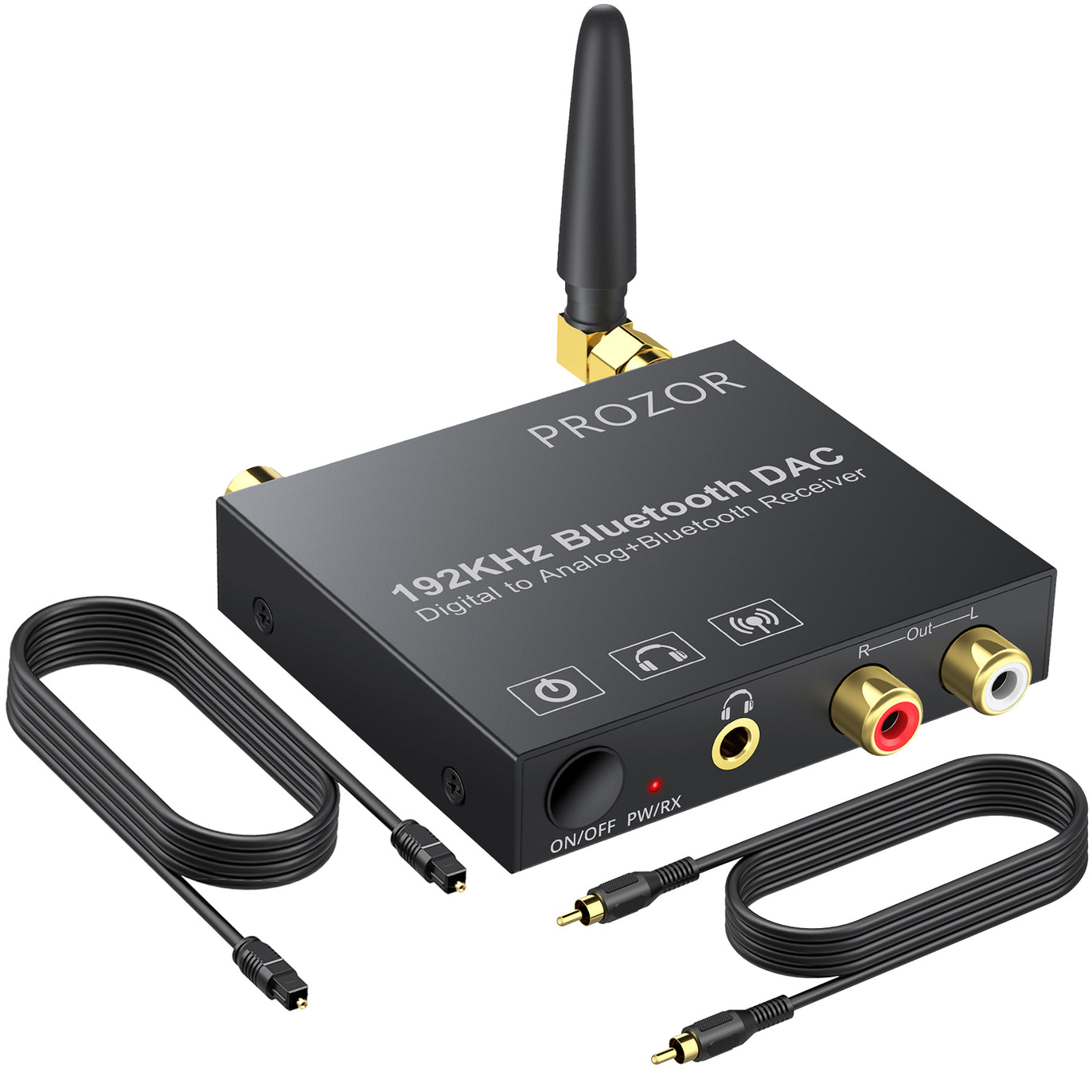 PROZOR 192kHz Digital to Analog Audio Converter with Bluetooth 5.0 Receiver