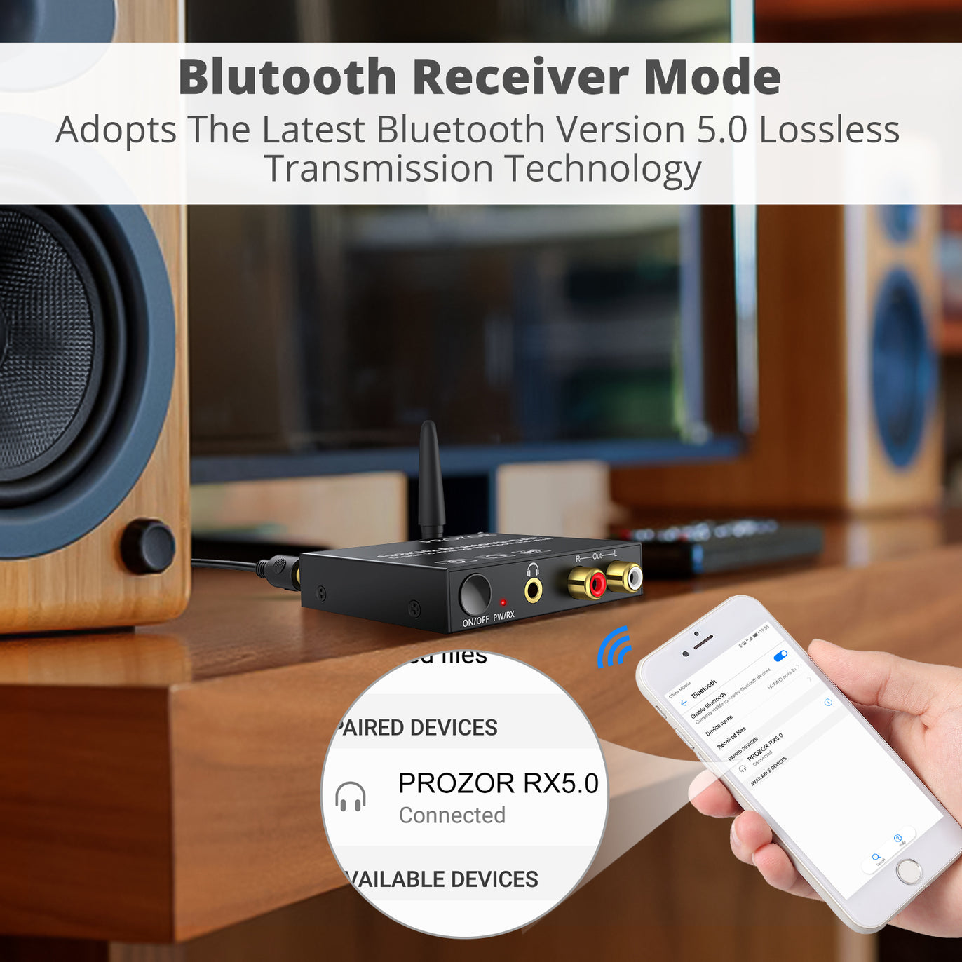 PROZOR 192kHz Digital to Analog Audio Converter with Bluetooth 5.0 Receiver