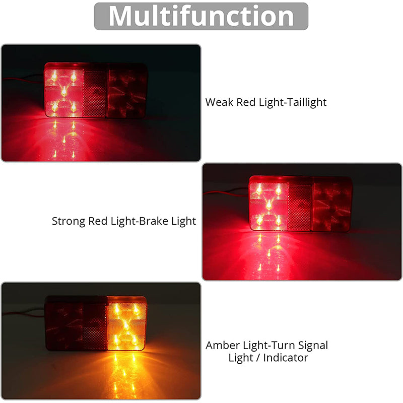 PROZOR 2PCS Tail Lights E-mark E11 Certification Rear Stop Lights 12V 10LEDs