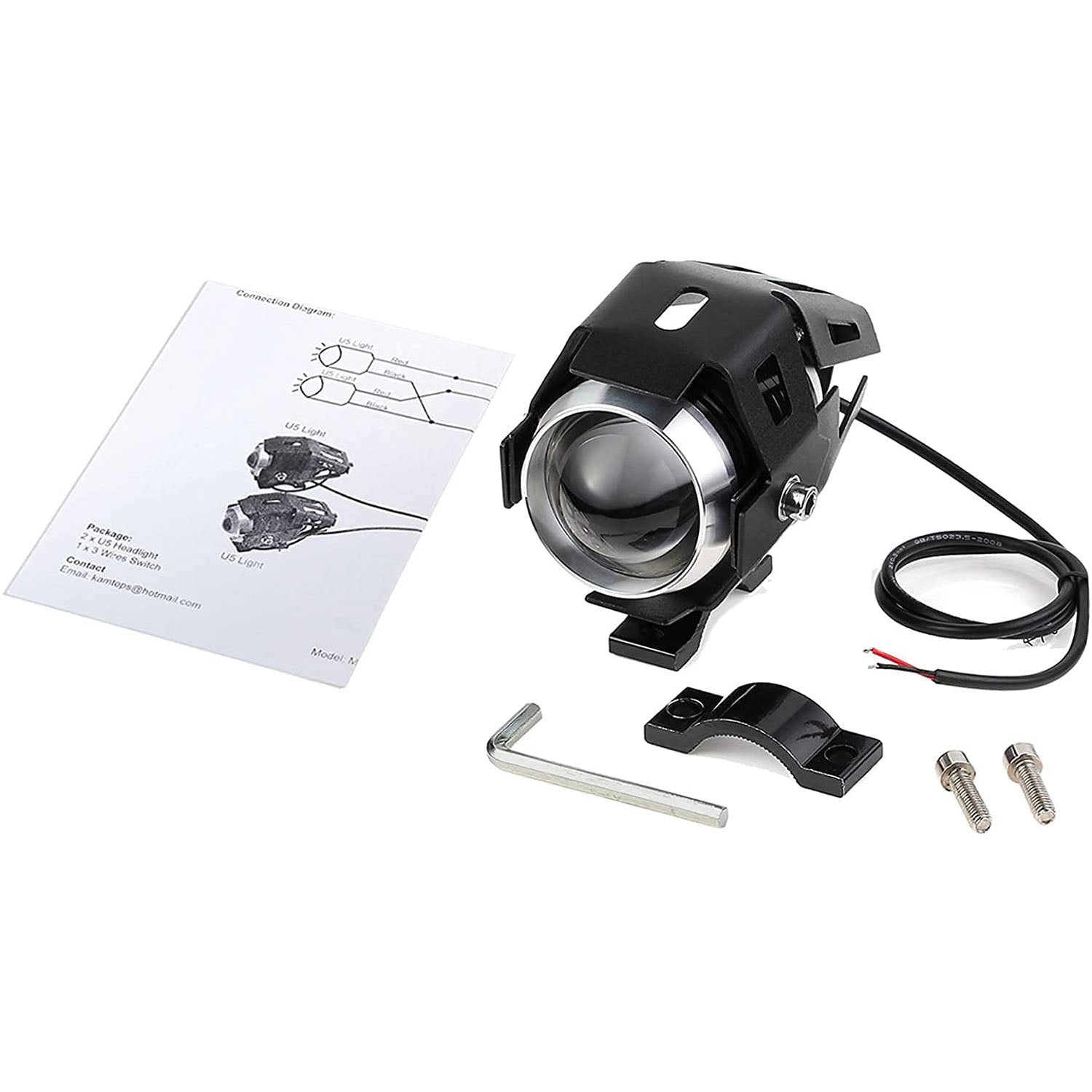 PROZOR Motorcycle Headlights Motorcycle Front Spotlights 1 Piece
