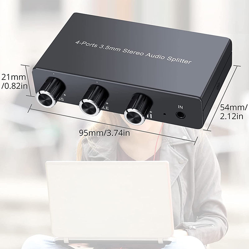 PROZOR 3.5mm Stereo Audio Splitter Support 1 In 4 Out