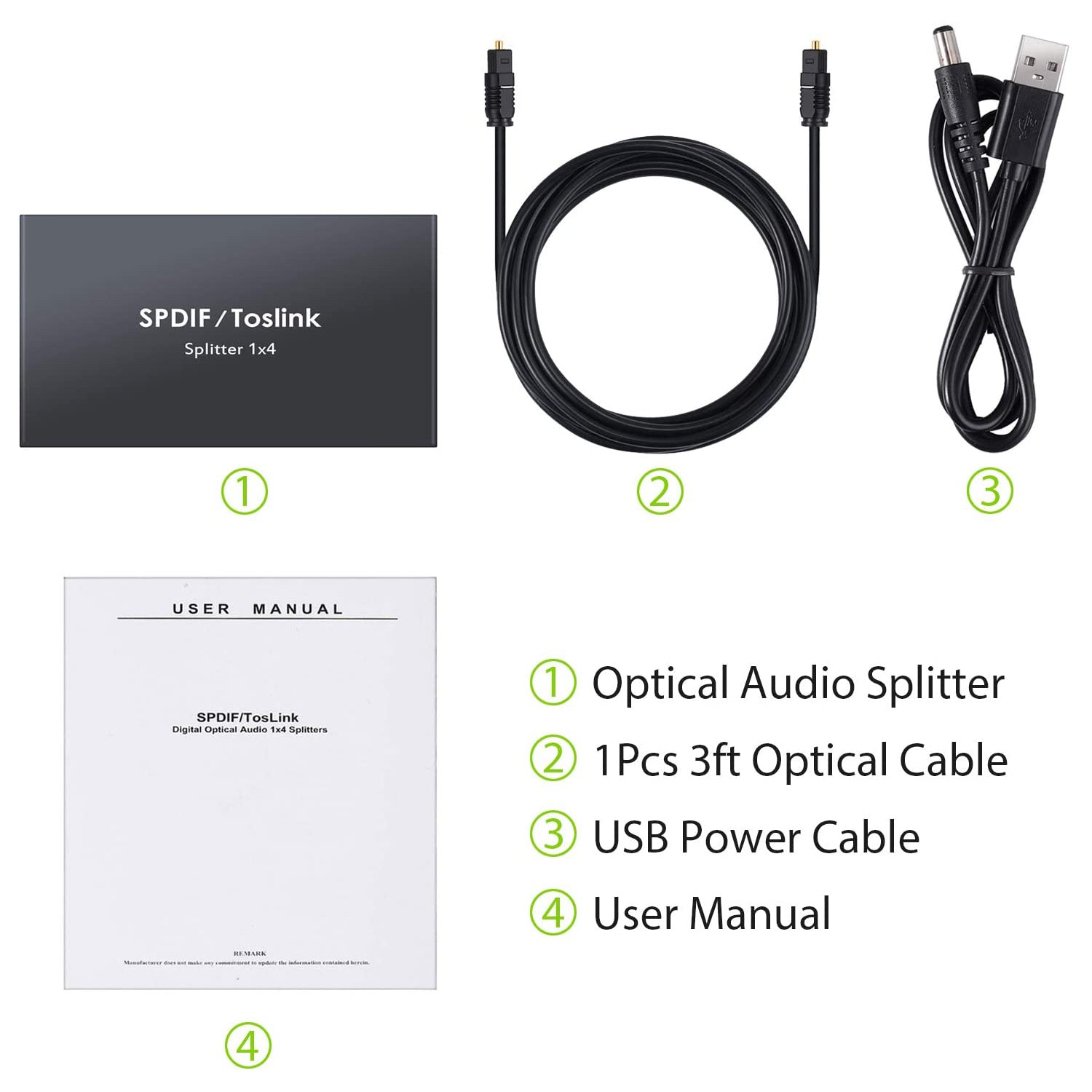 PROZOR 1x4 Digital Optical Audio Splitter