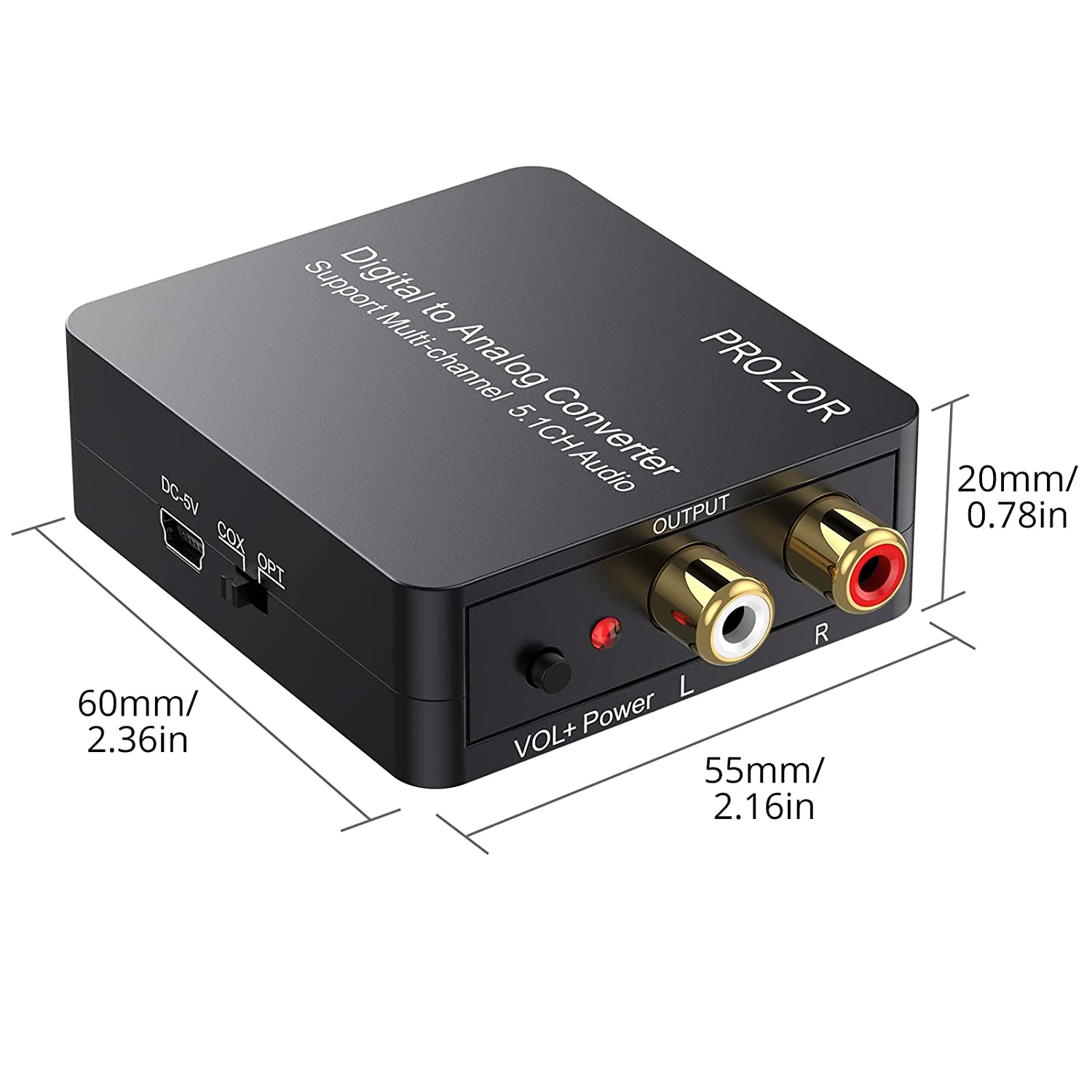 PROZOR Digital to Analog Audio Converter Support Dolby/DTS Decoder