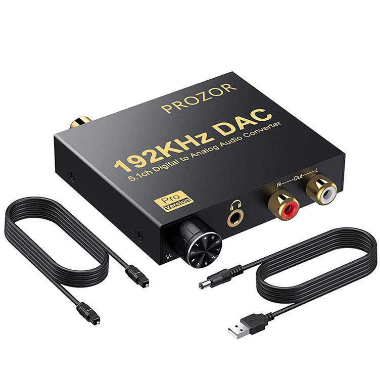 PROZOR 192kHz Digital to Analog Audio Converter Support Dolby AC-3 DTS 5.1CH