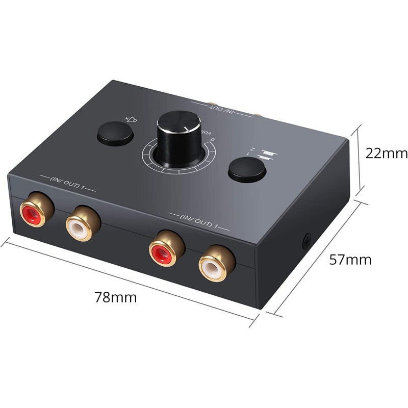 PROZOR 2 in 1 Out R/L RCA Stereo Audio Switch