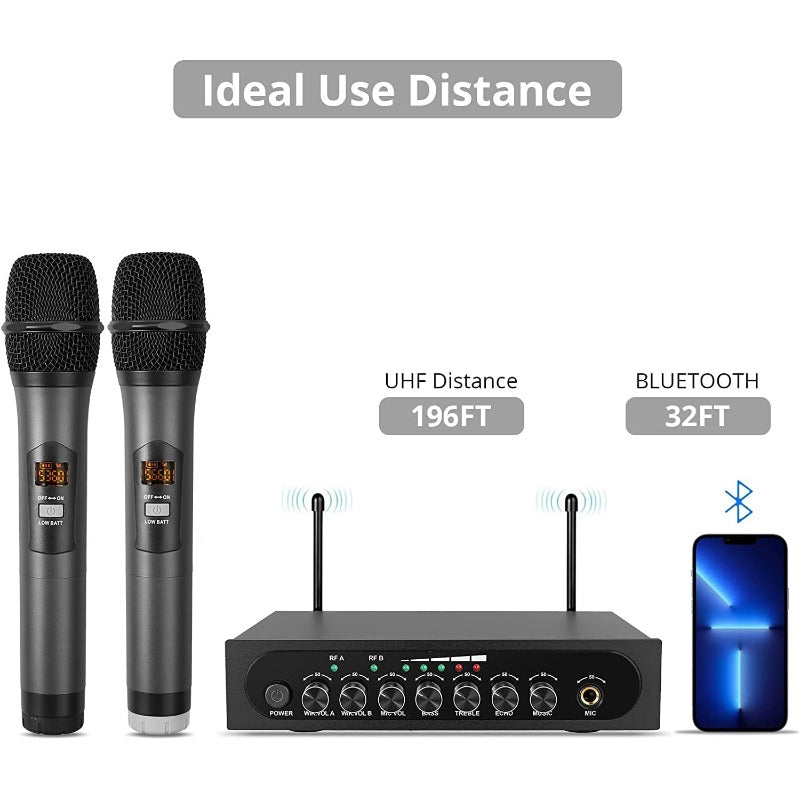 PROZOR UHF Wireless Dual Cordless Microphone System