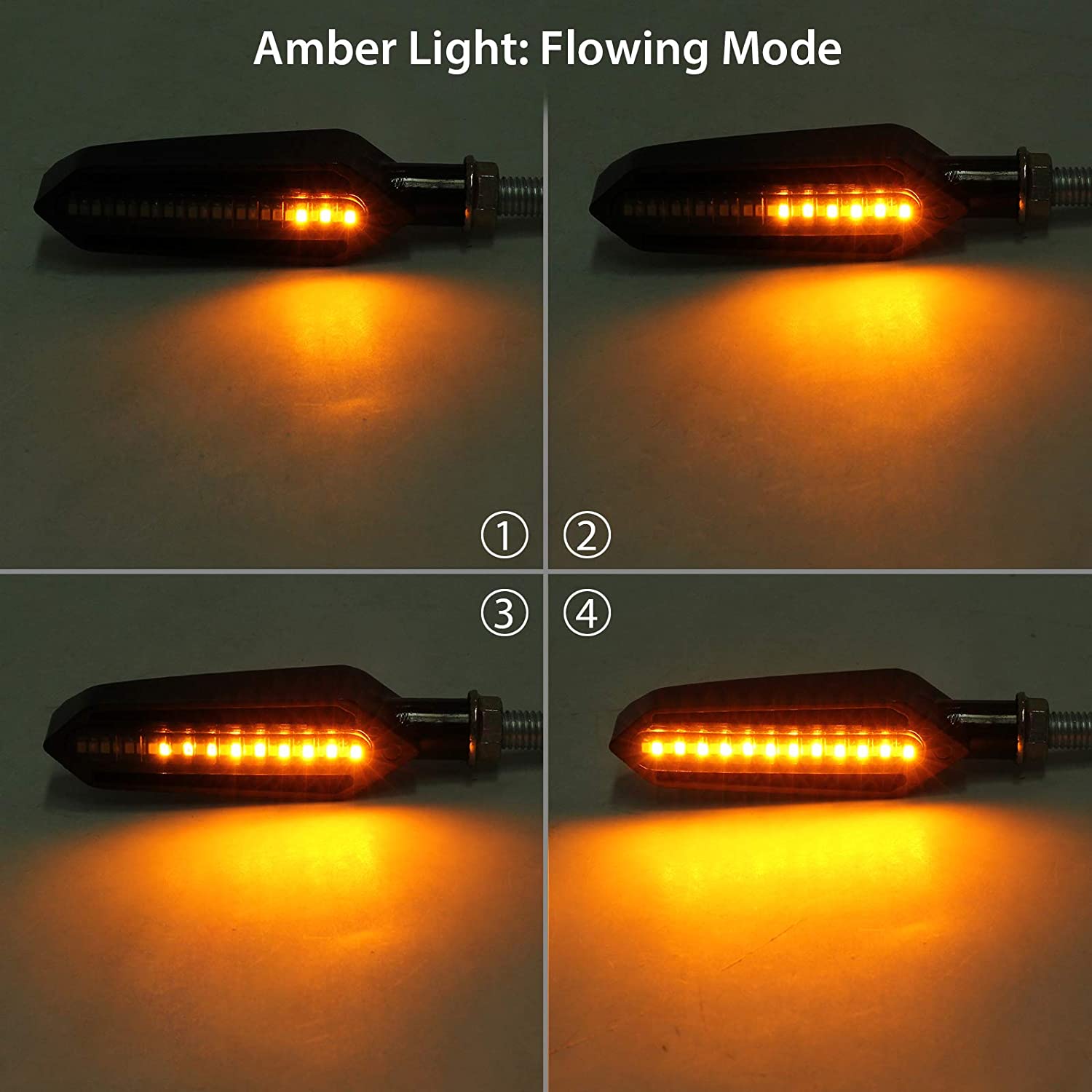 PROZOR 4PCS Motorcycle Turn Signal Lights