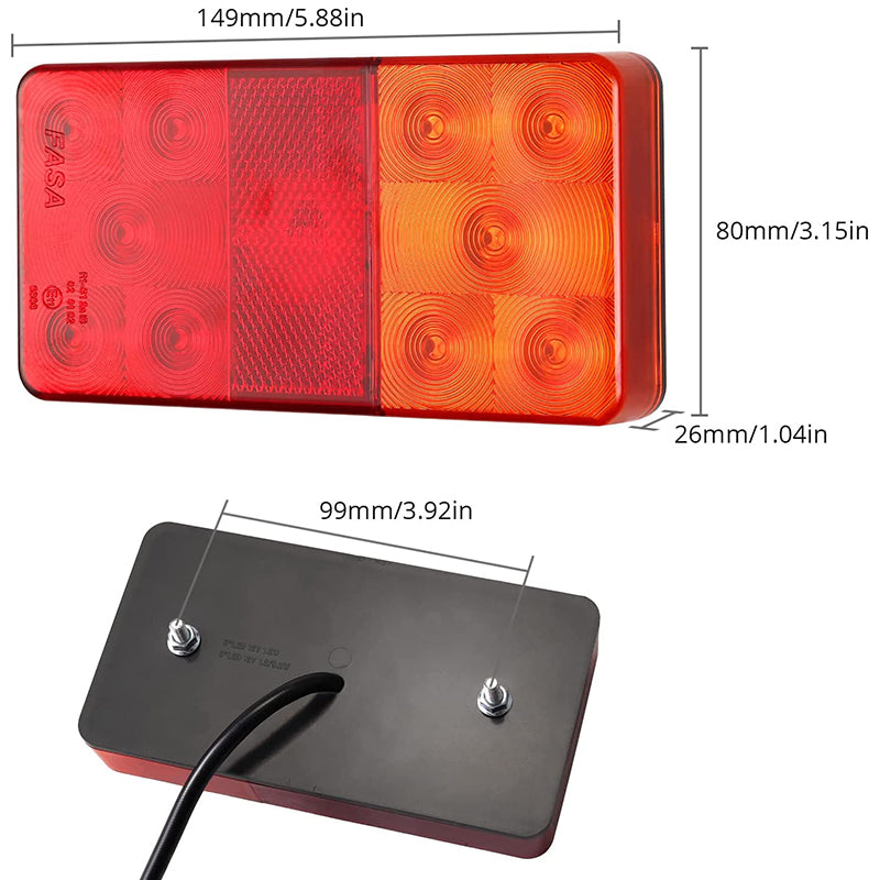 PROZOR 2PCS Tail Lights E-mark E11 Certification Rear Stop Lights 12V 10LEDs