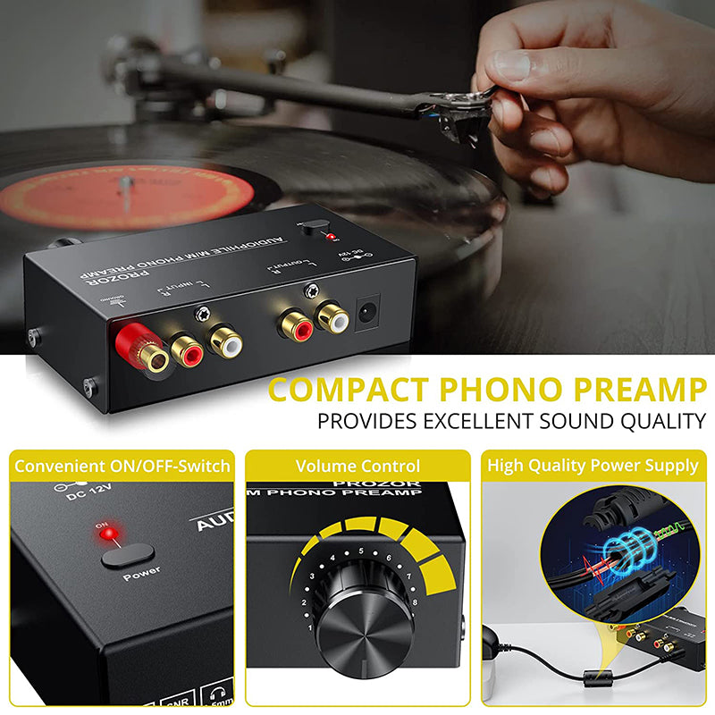 PROZOR Phono Preamplifier Phono Preamp Turntable Preamp