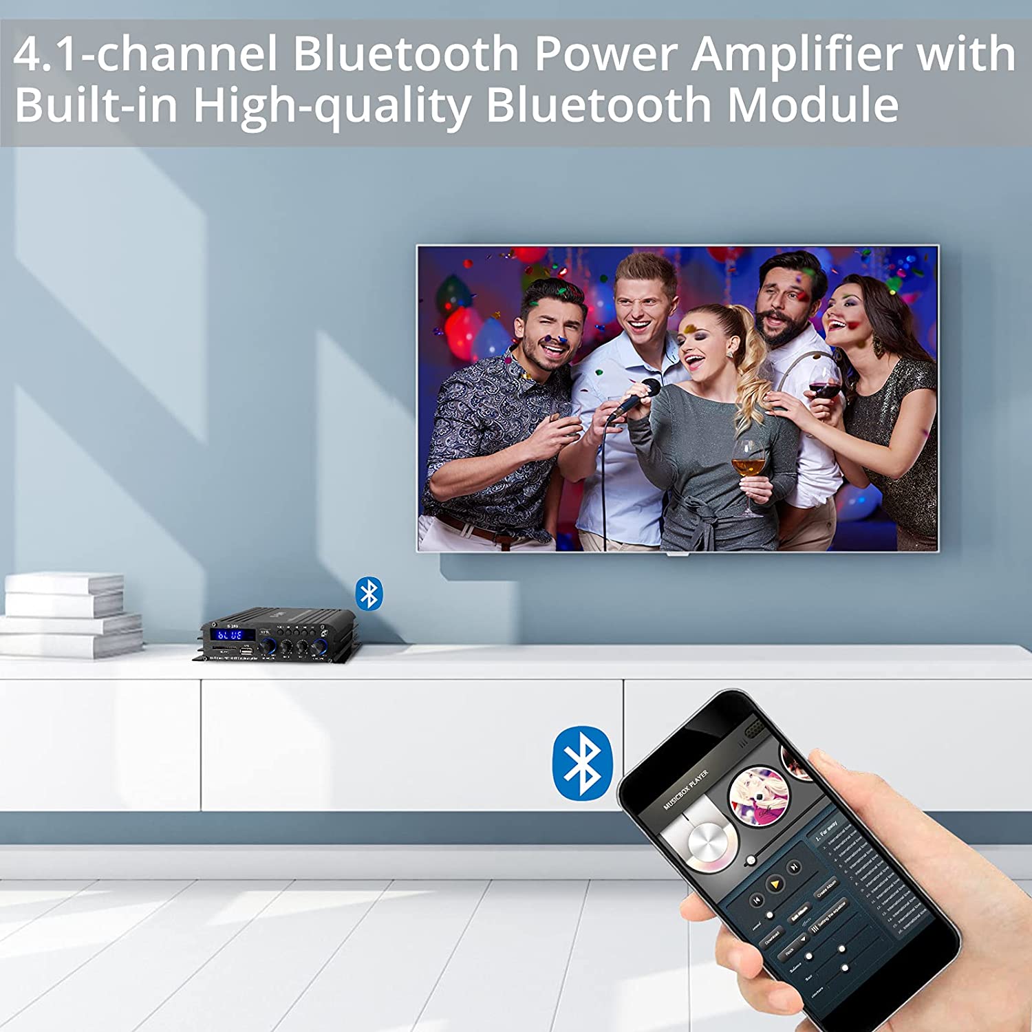 PROZOR Mini Bluetooth Amplifier 4.1-CH Hi-Fi Stereo Amplifiers with Bluetooth 5.0