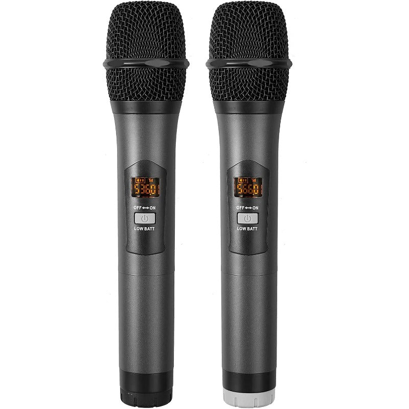 PROZOR Wireless Microphone with Volume Treble Bass Echo Control, Dual UHF  Wireless Microphone System Handheld Karaoke Mic with Rechargeable Receiver