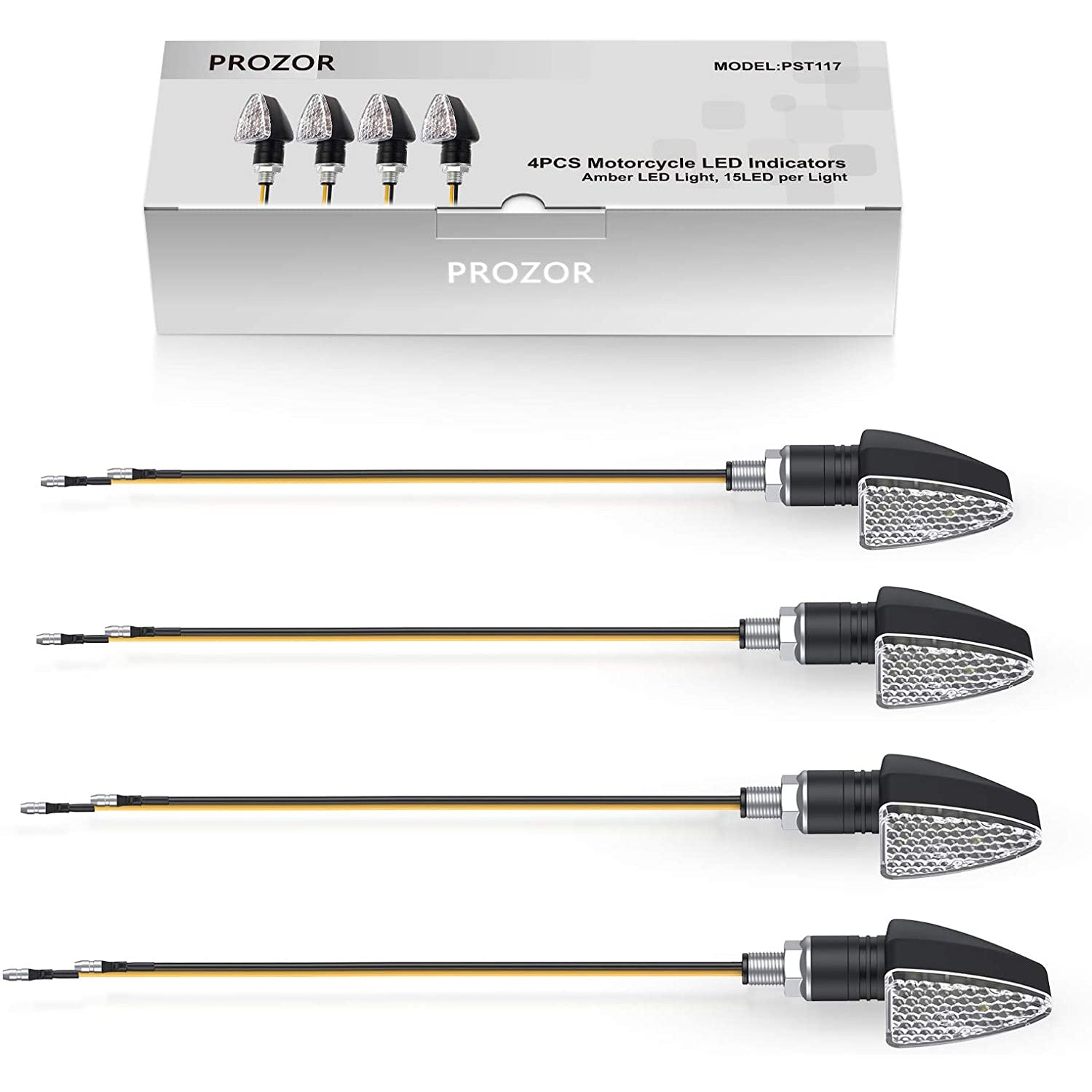 PROZOR 4 pcs Turn Signal Indicator Lights for Motorcycle