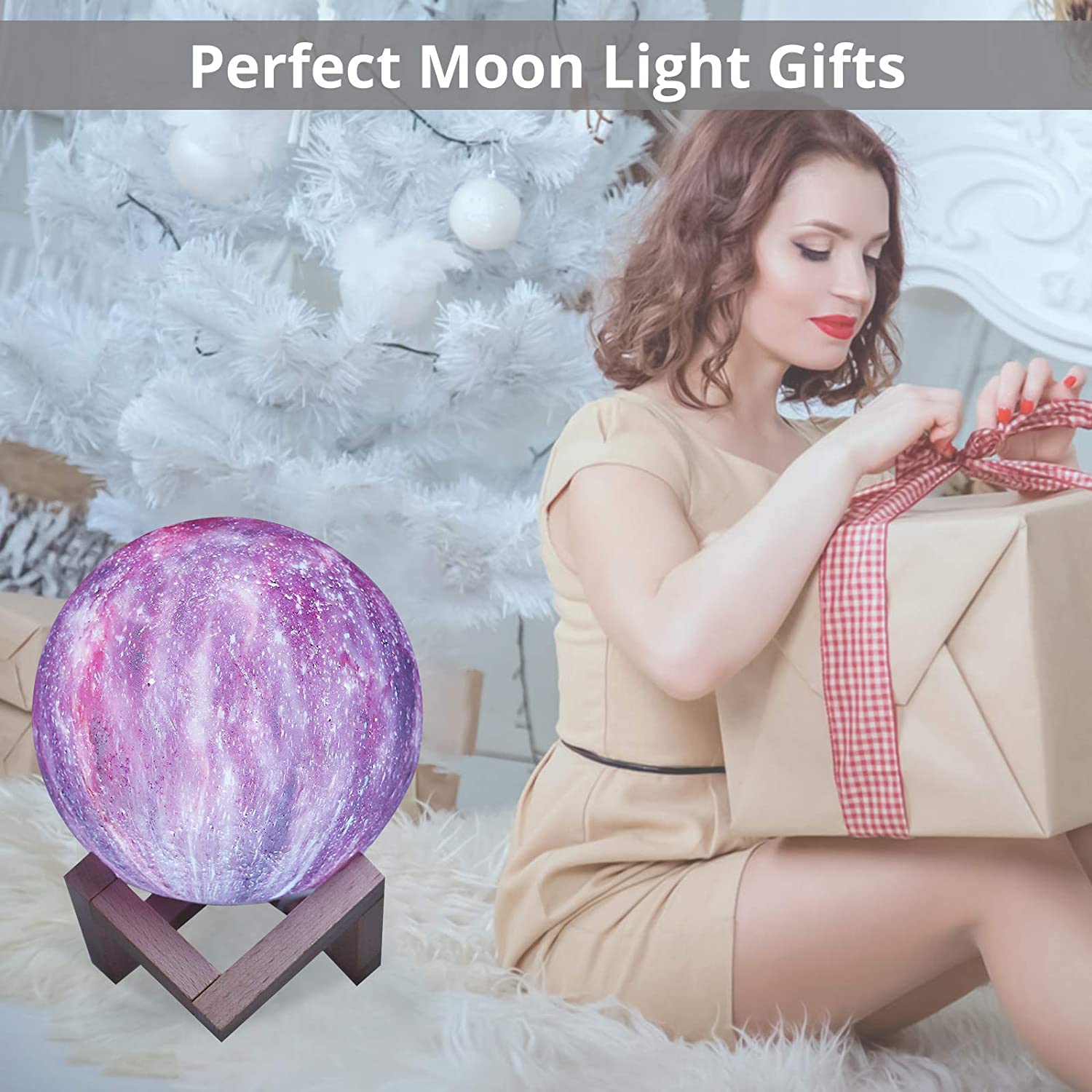 PROZOR Moon Night Light with Stand 5.9inch 3D Moon Lights