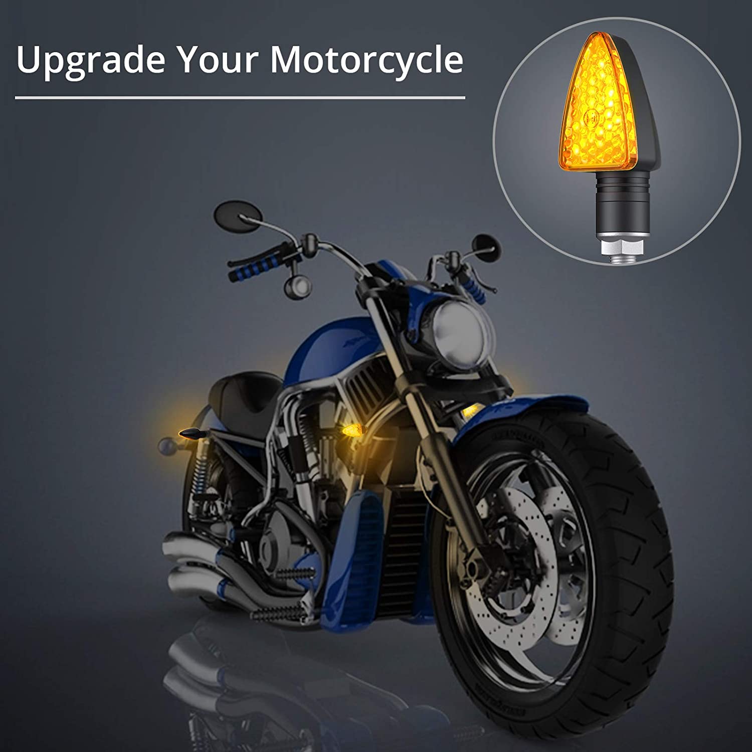 PROZOR 4 pcs Turn Signal Indicator Lights for Motorcycle