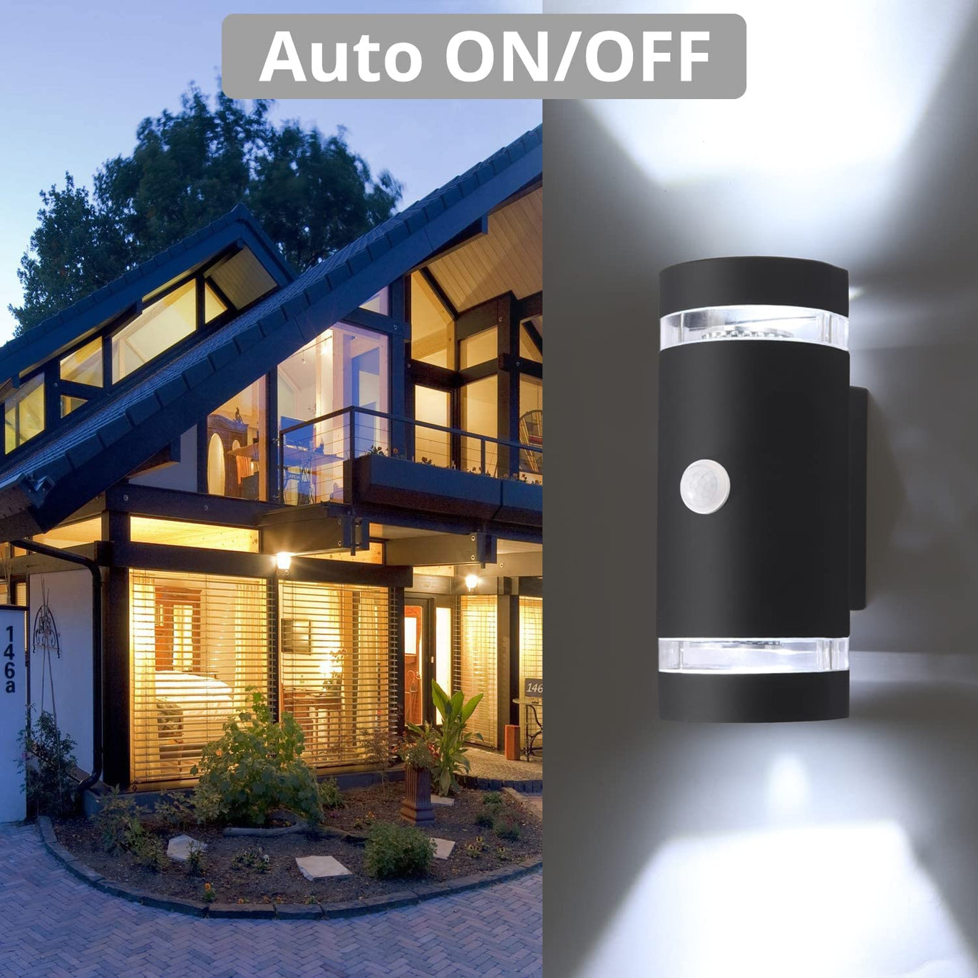 PROZOR Motion Sensor Wall Light with 2 GU10 5W Cool White