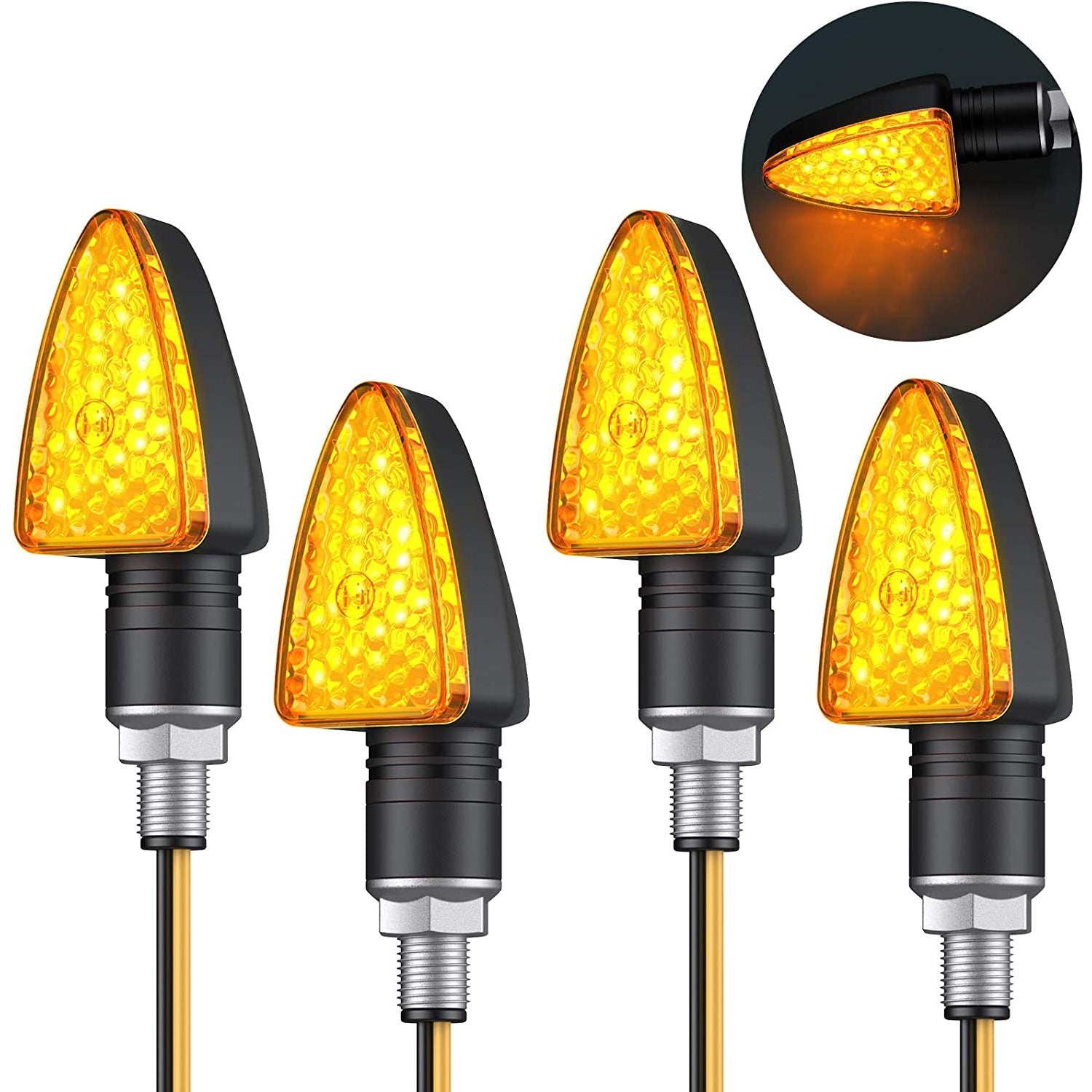 PROZOR 4 pcs Turn Signal Indicator Lights for Motorcycle