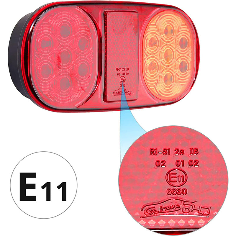 PROZOR 2PCS Tail Lights 18LEDs E-mark E11 Certification Rear Stop Lights 12V