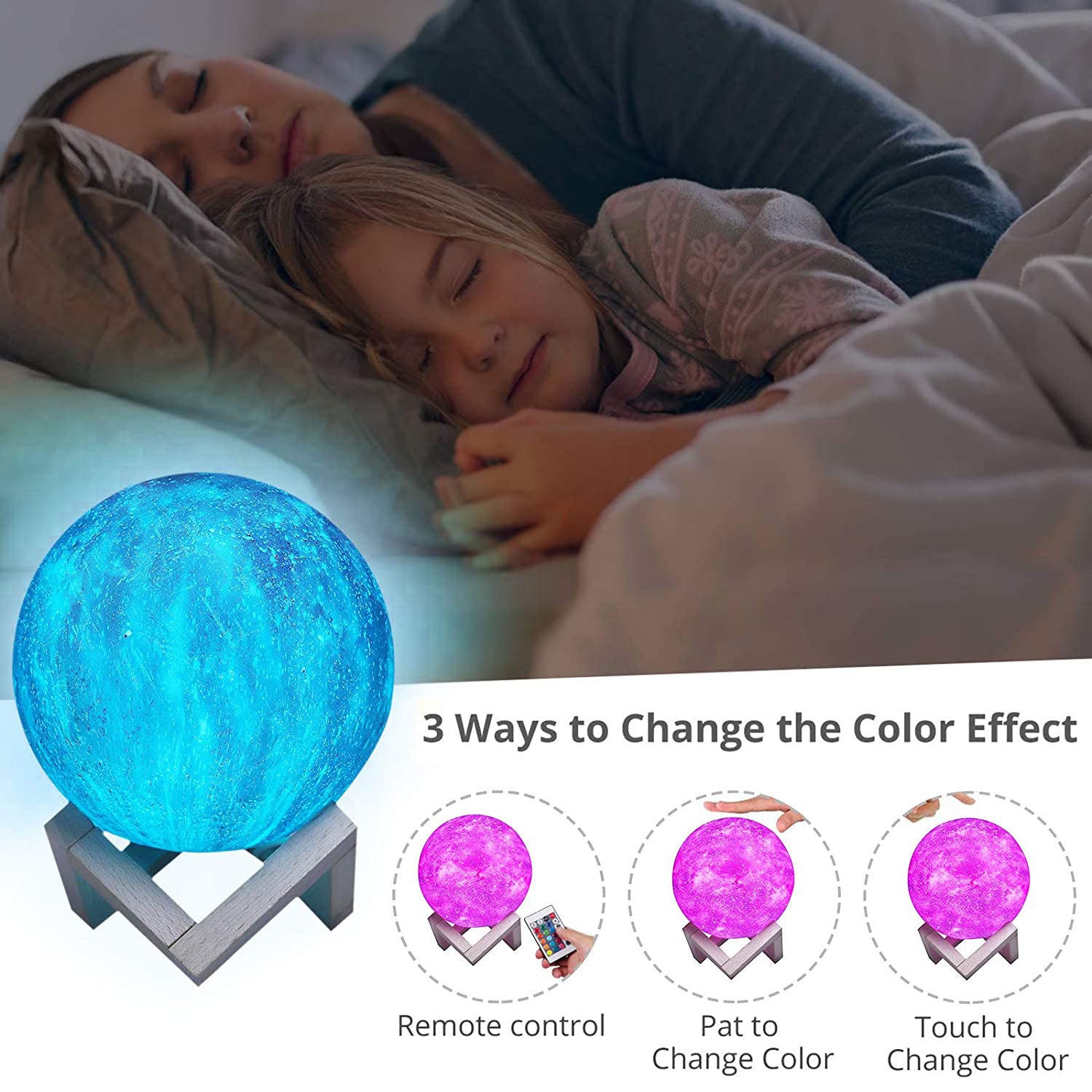 PROZOR Moon Night Light with Stand 5.9inch 3D Moon Lights