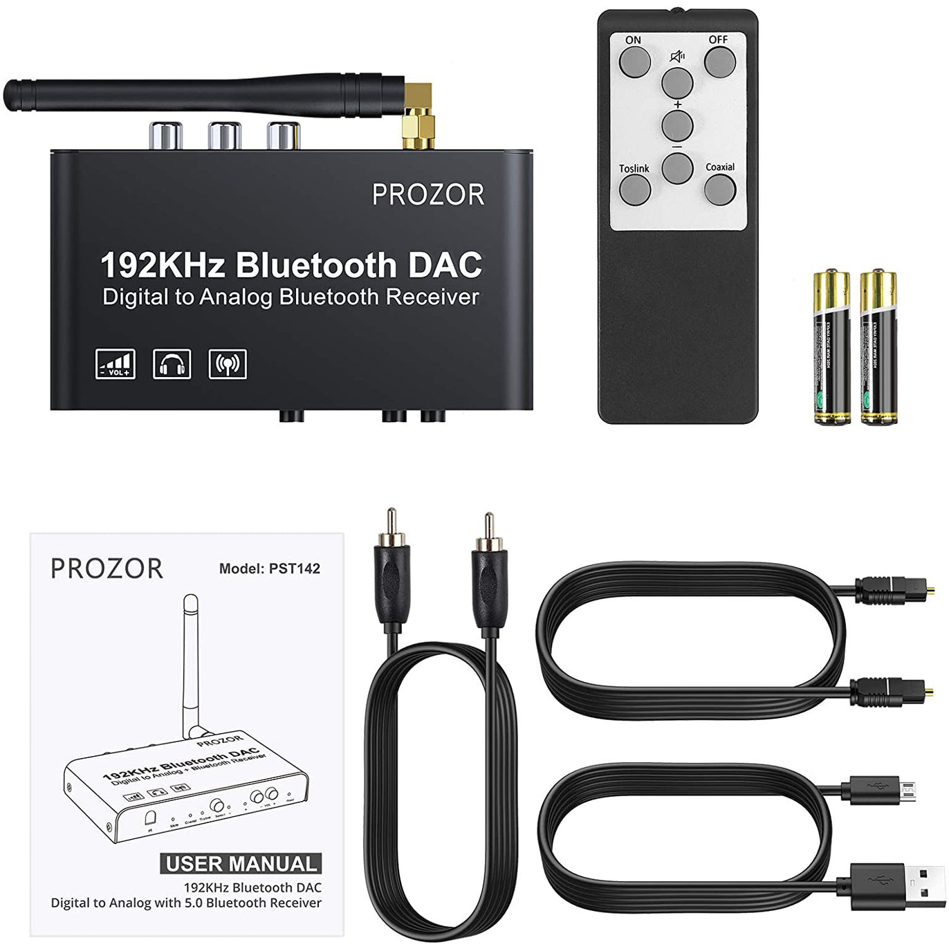PROZOR DAC Converter 192KHz Bluetooth V5.0 Receiver