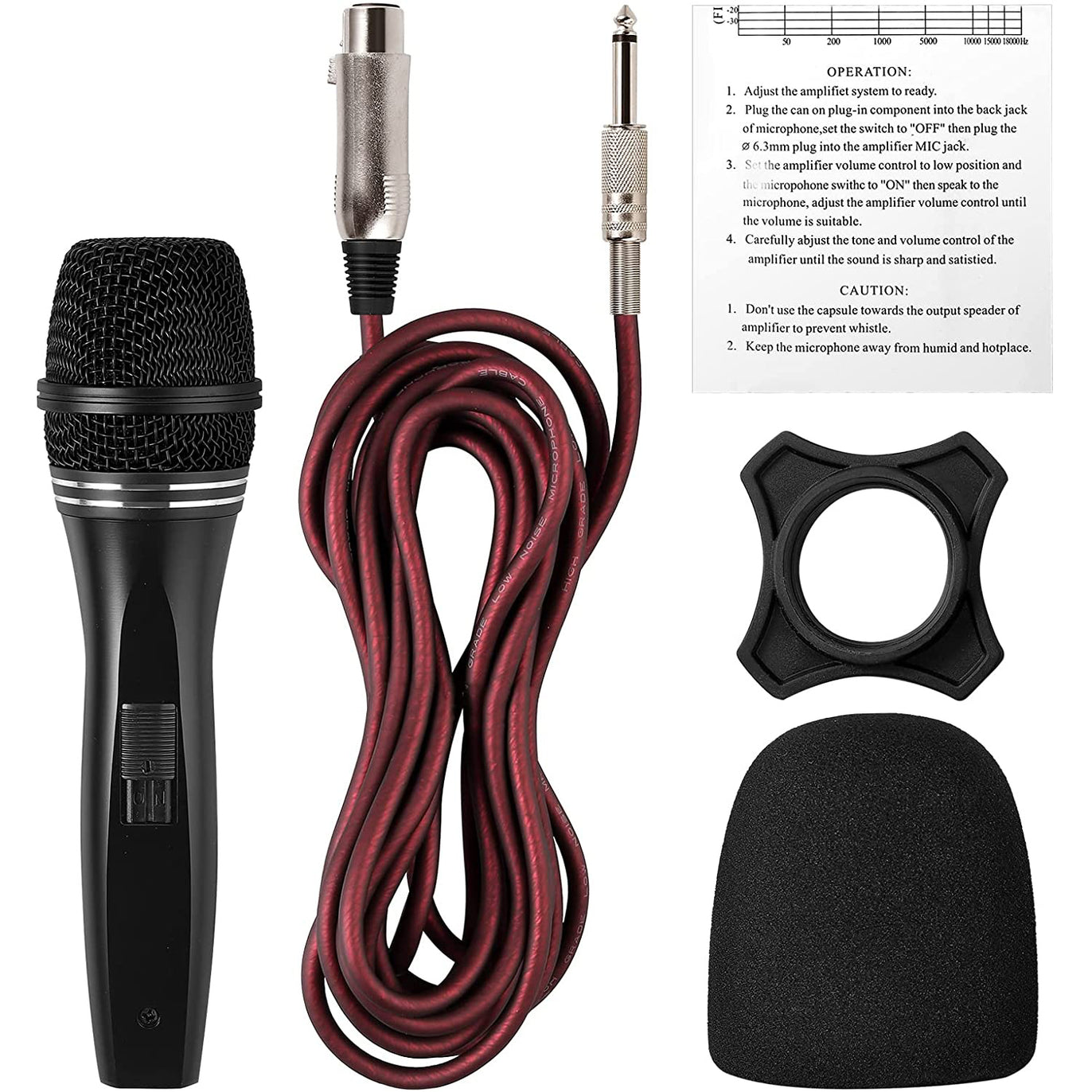 PROZOR Dynamic Karaoke Microphone with 16.4ft XLR Cable