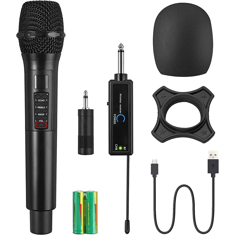 PROZOR Wireless Microphone with Volume Treble Bass Echo Control