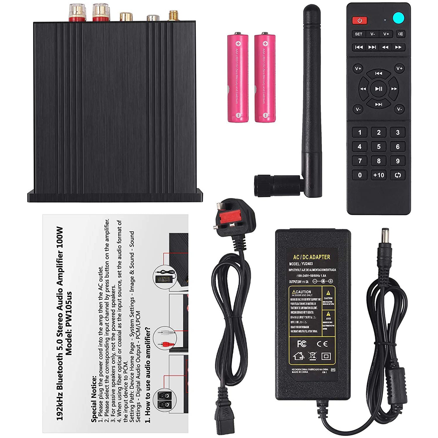 PROZOR 192kHz Bluetooth 5.0 Stereo Audio Amplifier