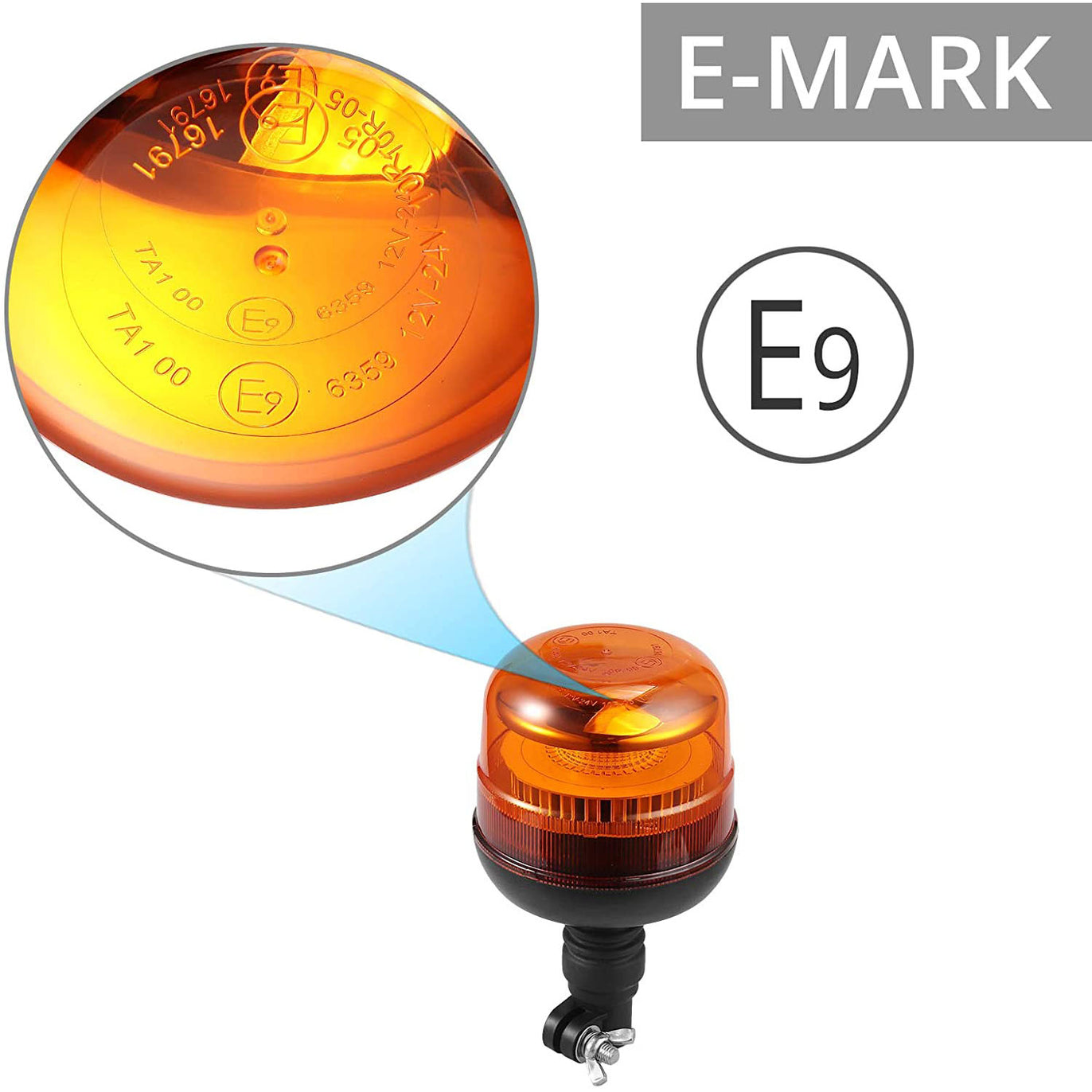 PROZOR LED Beacon Light E-Mark E9 30LEDs Emergency Warning Strobe Light Amber