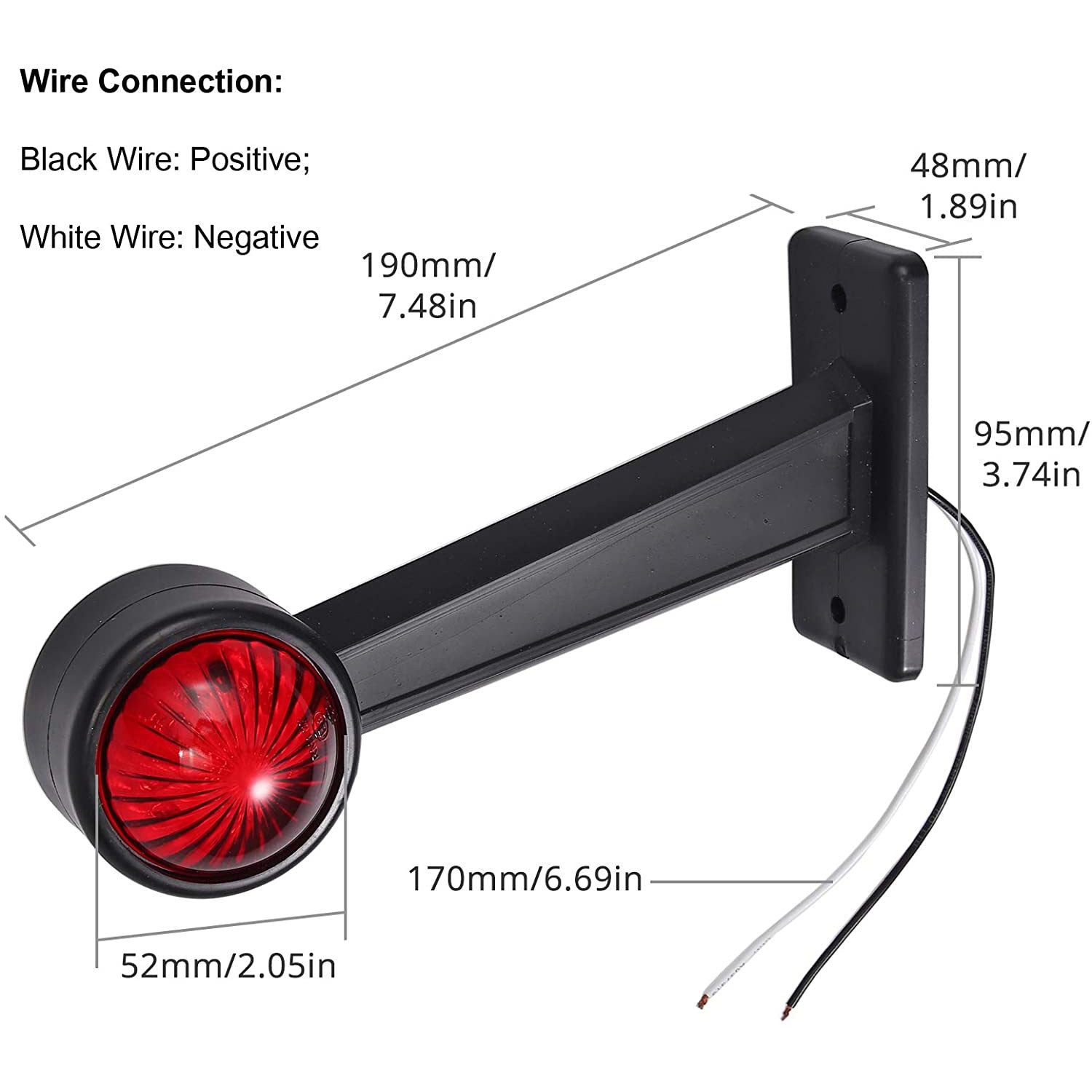 PROZOR Side Marker Lights E-mark E8 2 PCS 2 * 6 LEDs