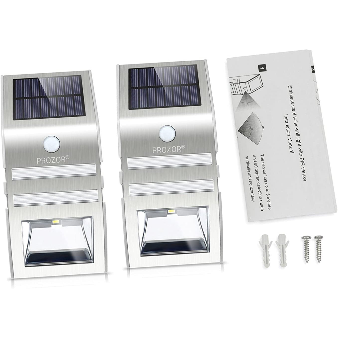 PROZOR Motion Sensor Garden Outdoor Wall Solar Light