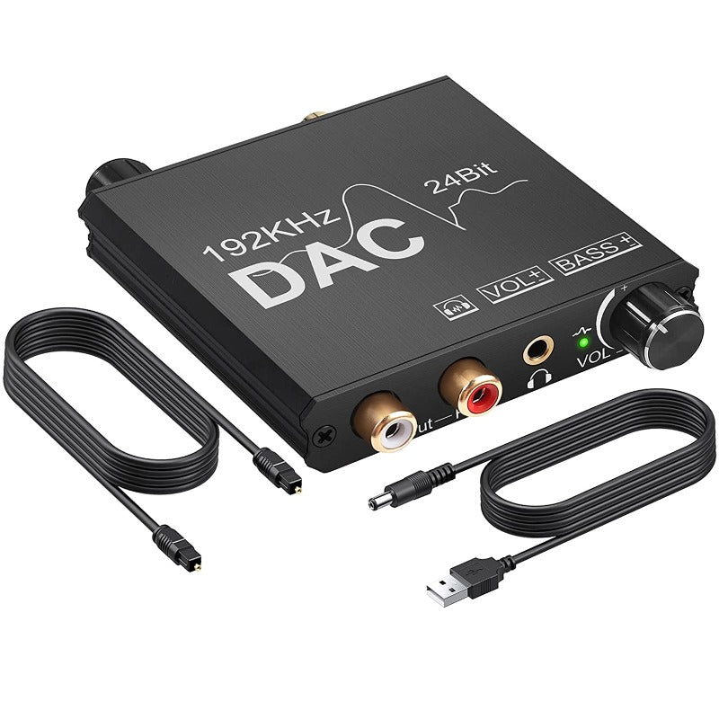 PROZOR 192kHz Digital to Analog Audio Converter with Bass Volume Control