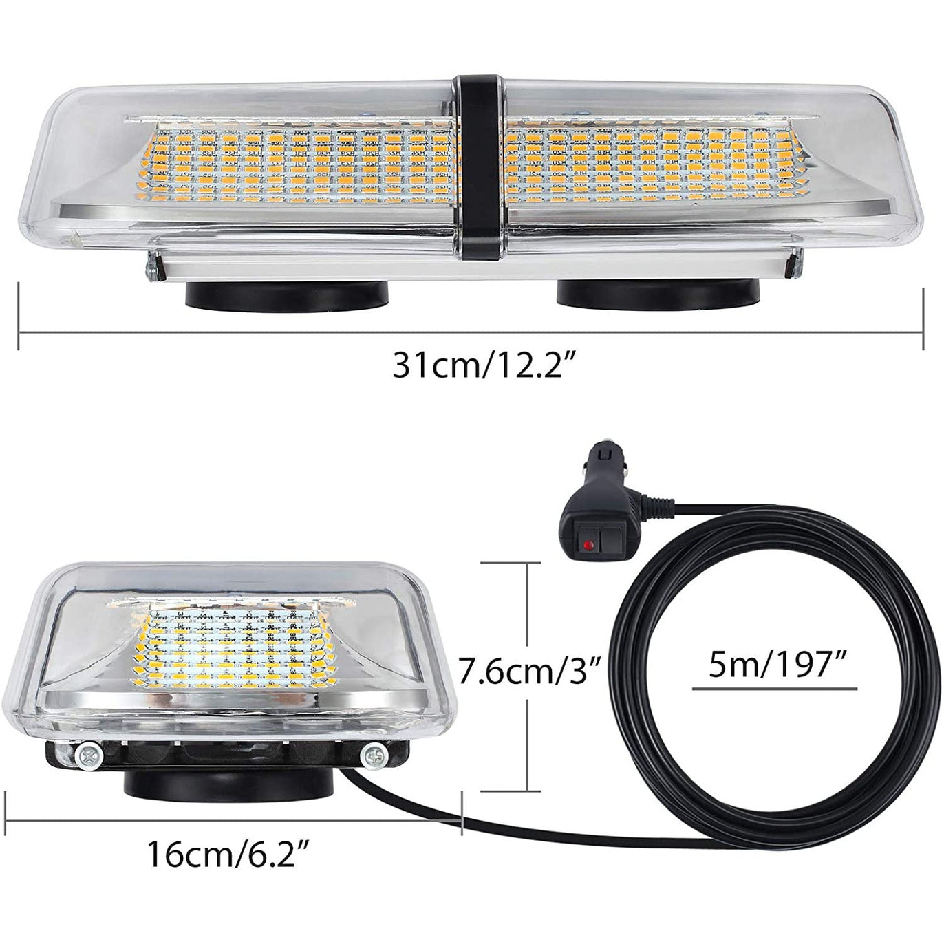 PROZOR 12V/24V 72 LED Waterproof Strobe Warning Light AU