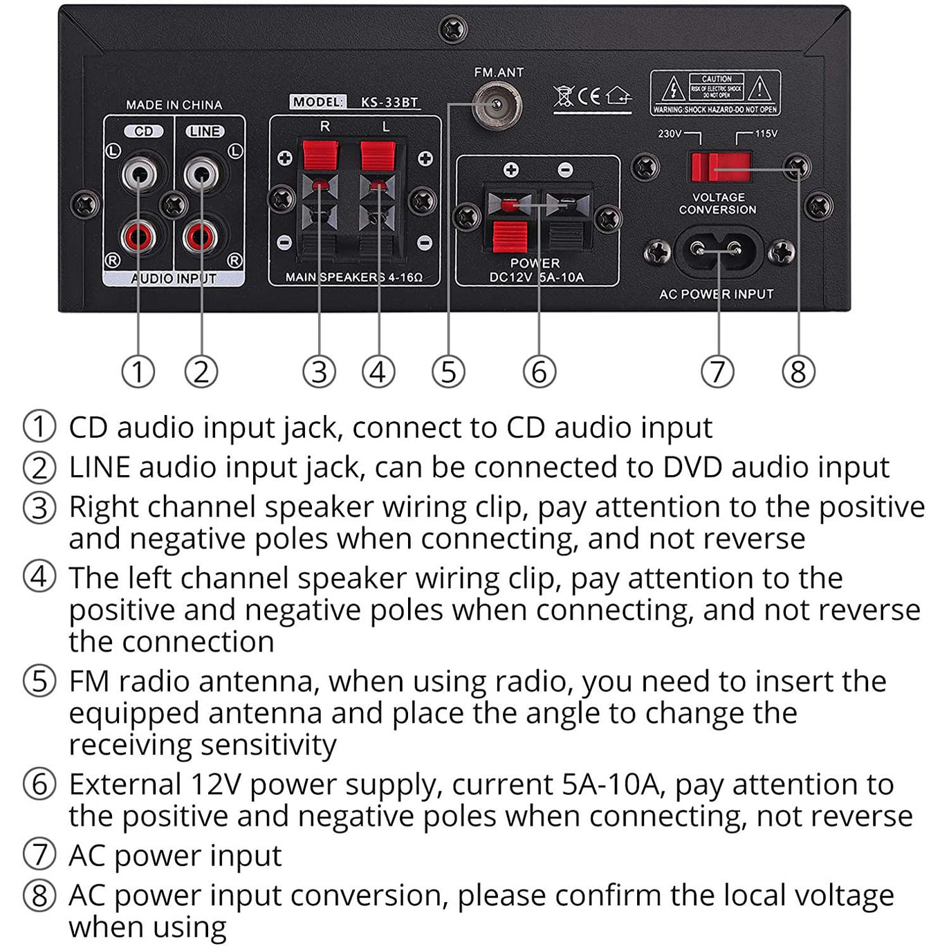 Amplificateur Audio Numérique NÖRDIC KS-33BT - Bluetooth 5.0 - Karaoké -  60W - Zwart