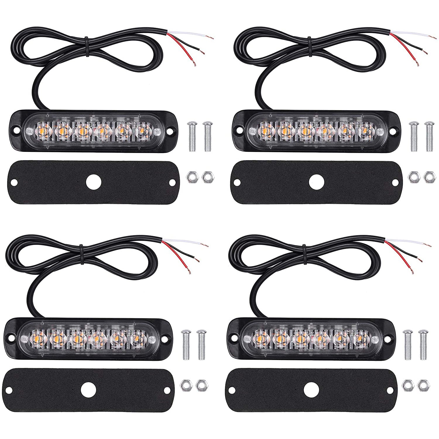 PROZOR Car Roof Light 4PCS 6 LED Emergency Bar