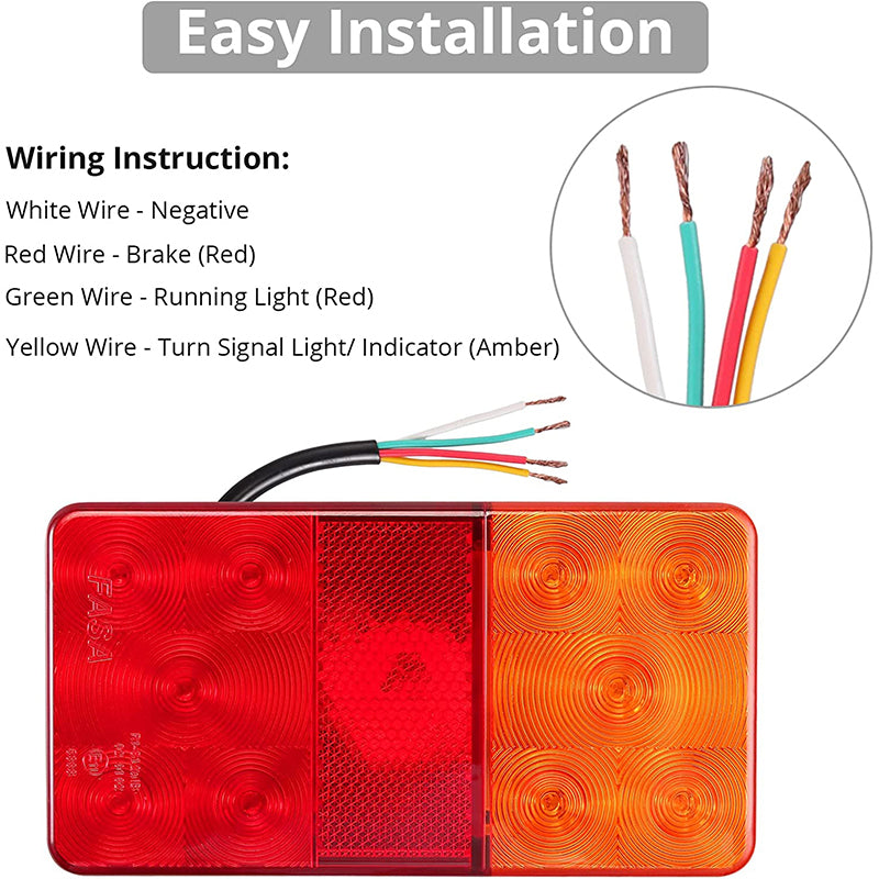 PROZOR 2PCS Tail Lights E-mark E11 Certification Rear Stop Lights 12V 10LEDs