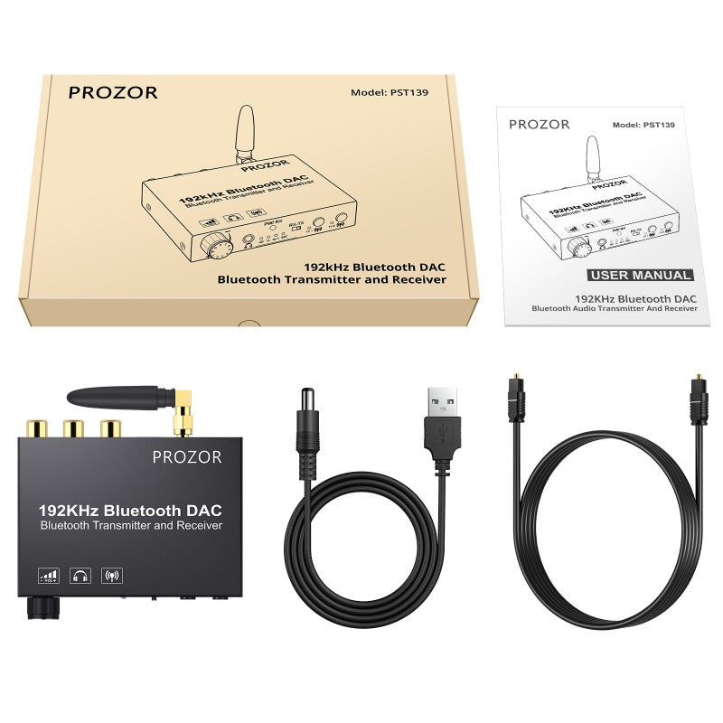 PROZOR 192kHz DAC with Bluetooth 5.0 Transmitter Receiver